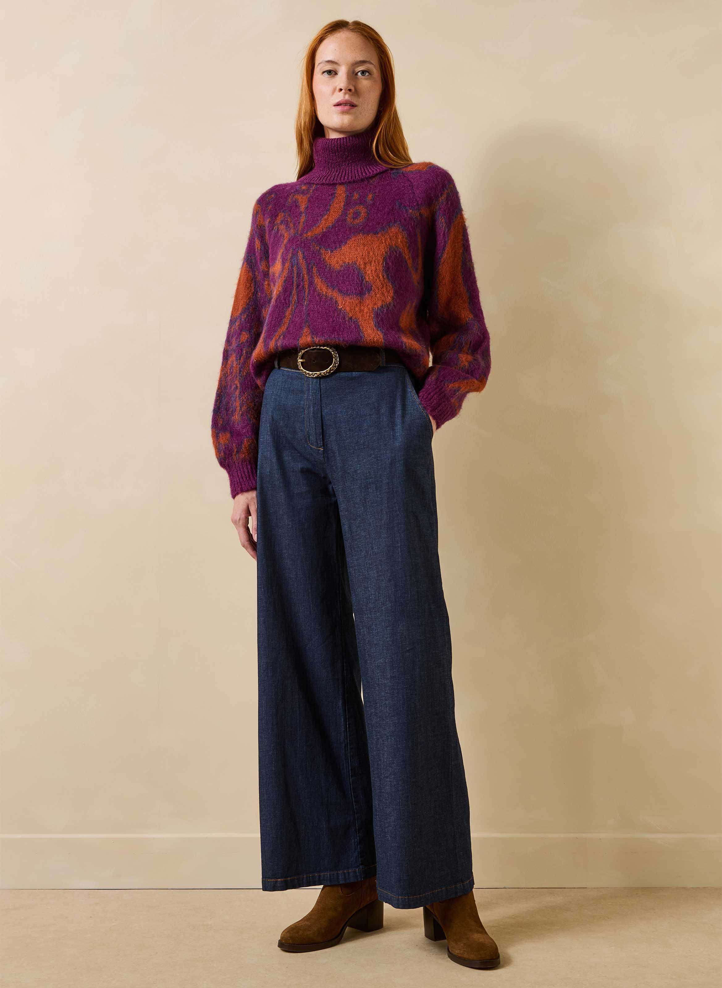 Ample jacquard mohair blend sweater LA FEE MARABOUTEE Multicolored