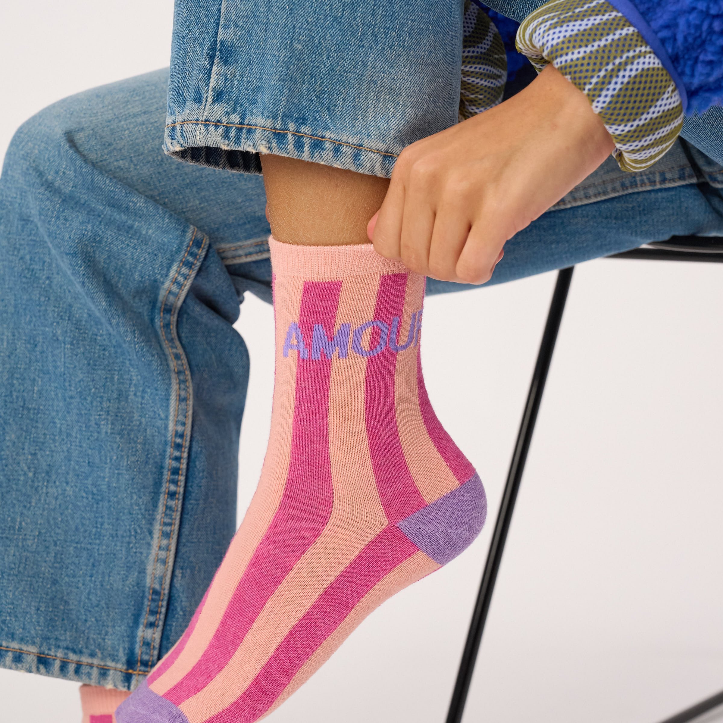 Combed cotton socks with message BILLYBELT Pink