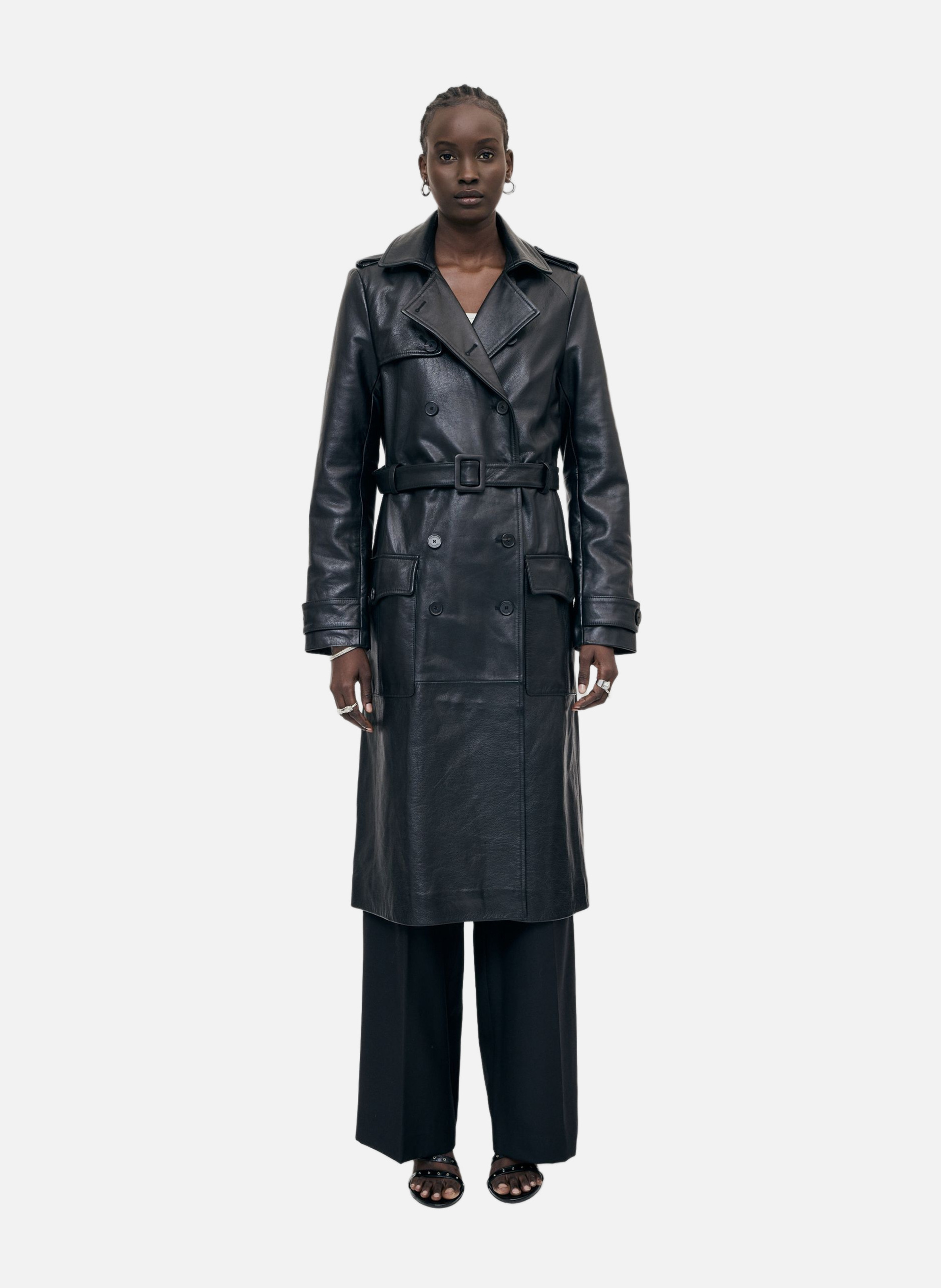 Long leather trench coat THE KOOPLES Black