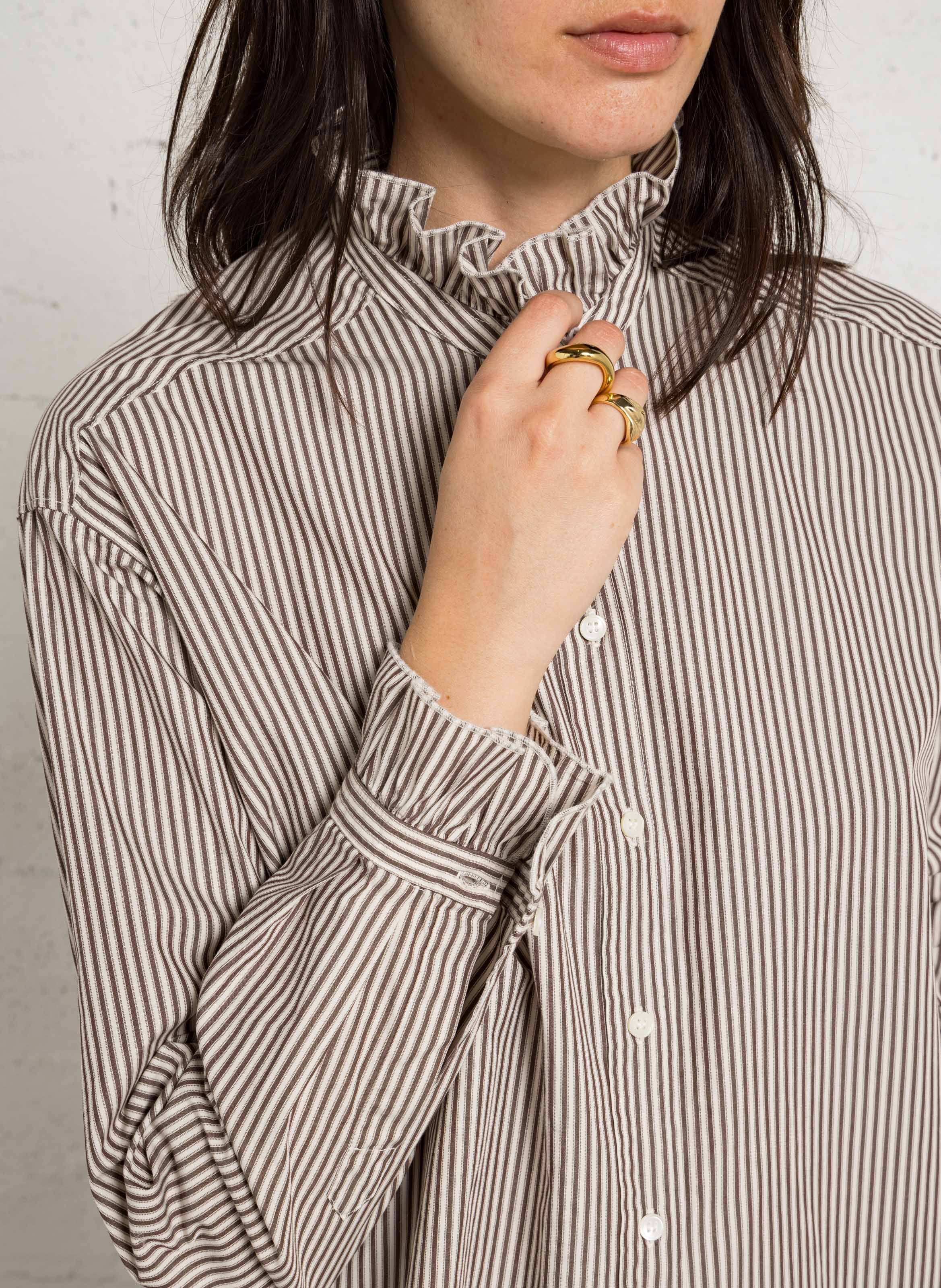 Chemise oversize en coton rayé HARTFORD Marron