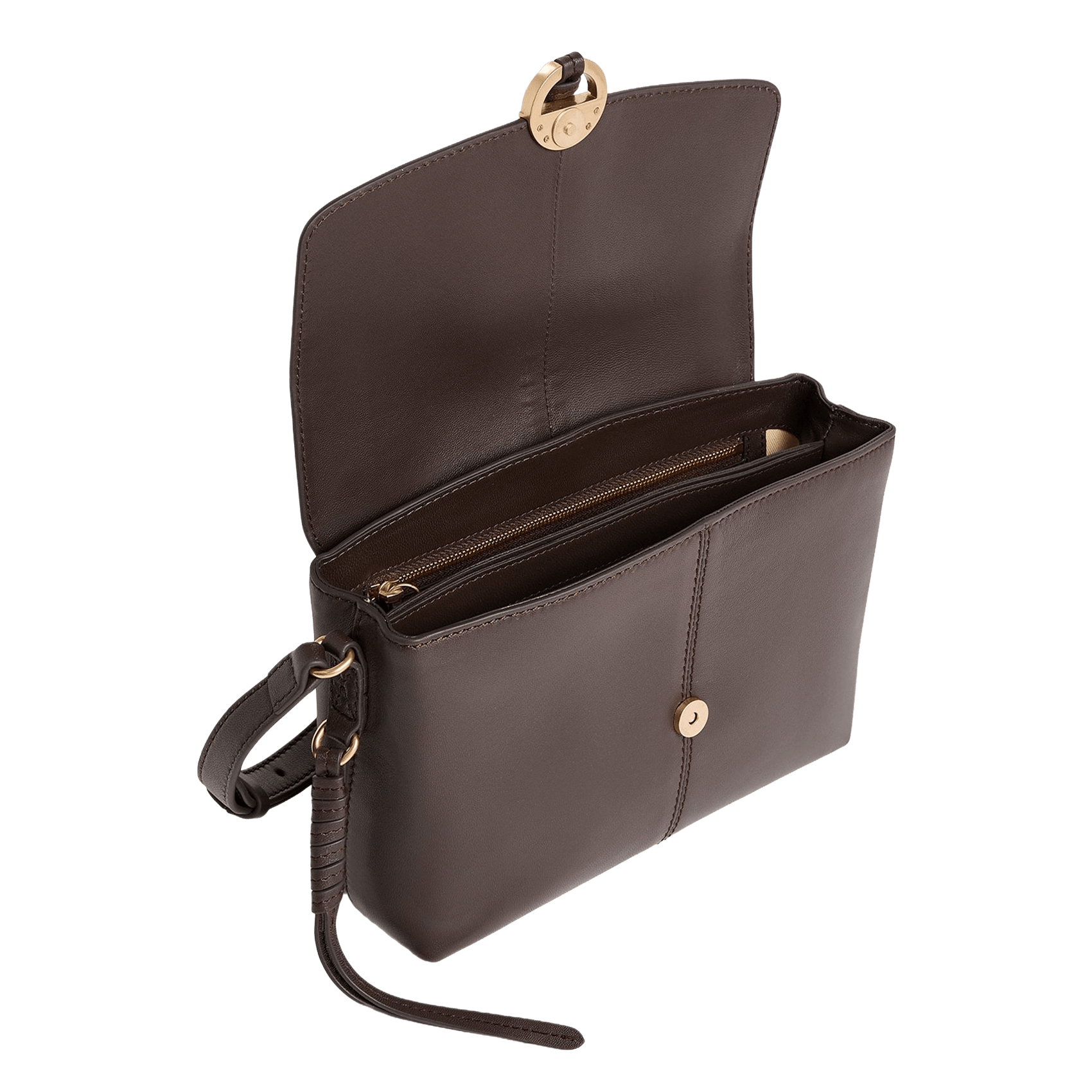 Leather shoulder bag VANESSA BRUNO Brown