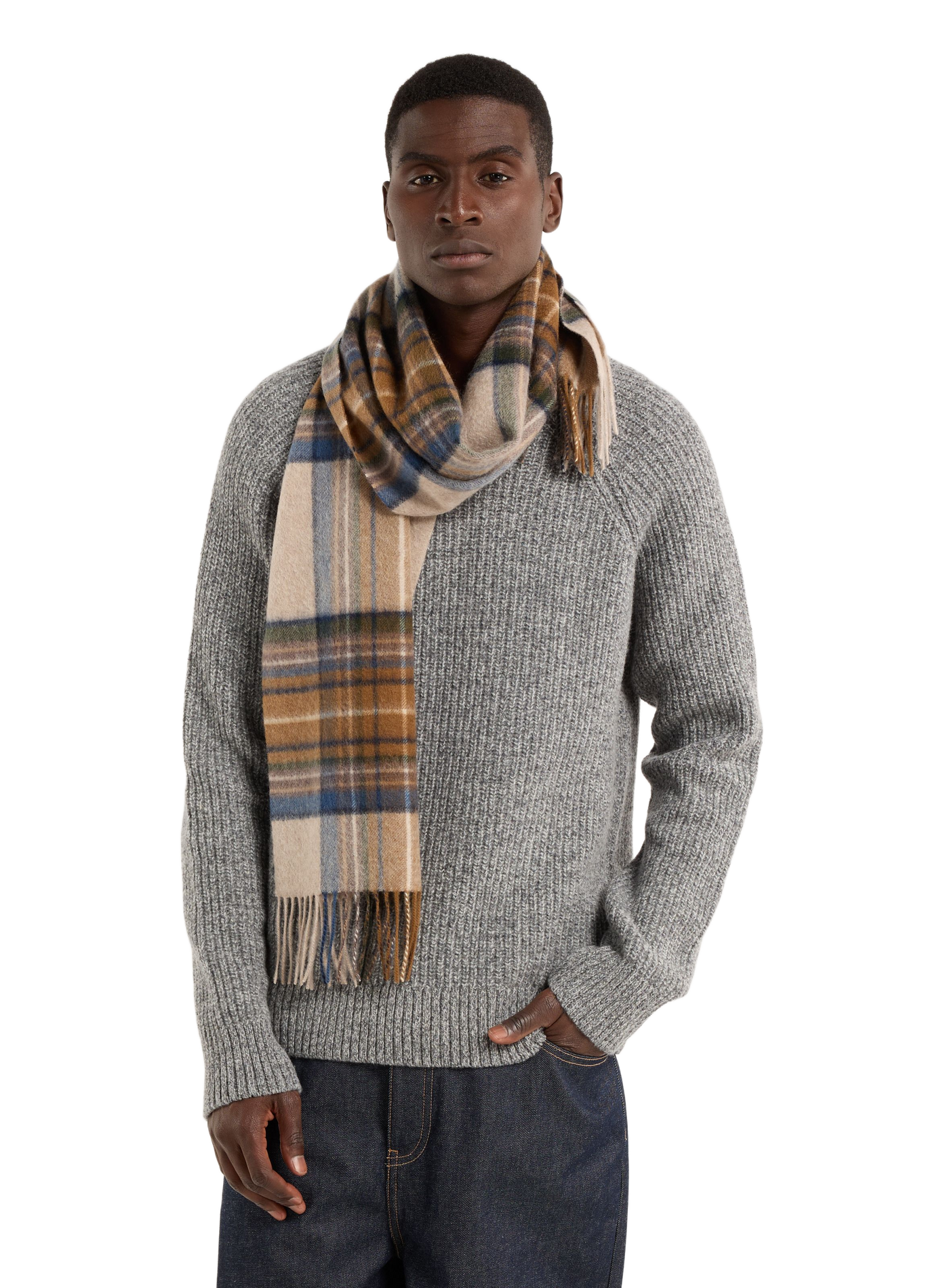 Printed cashmere scarf with fringe detail SAISON 1865 Multicolored