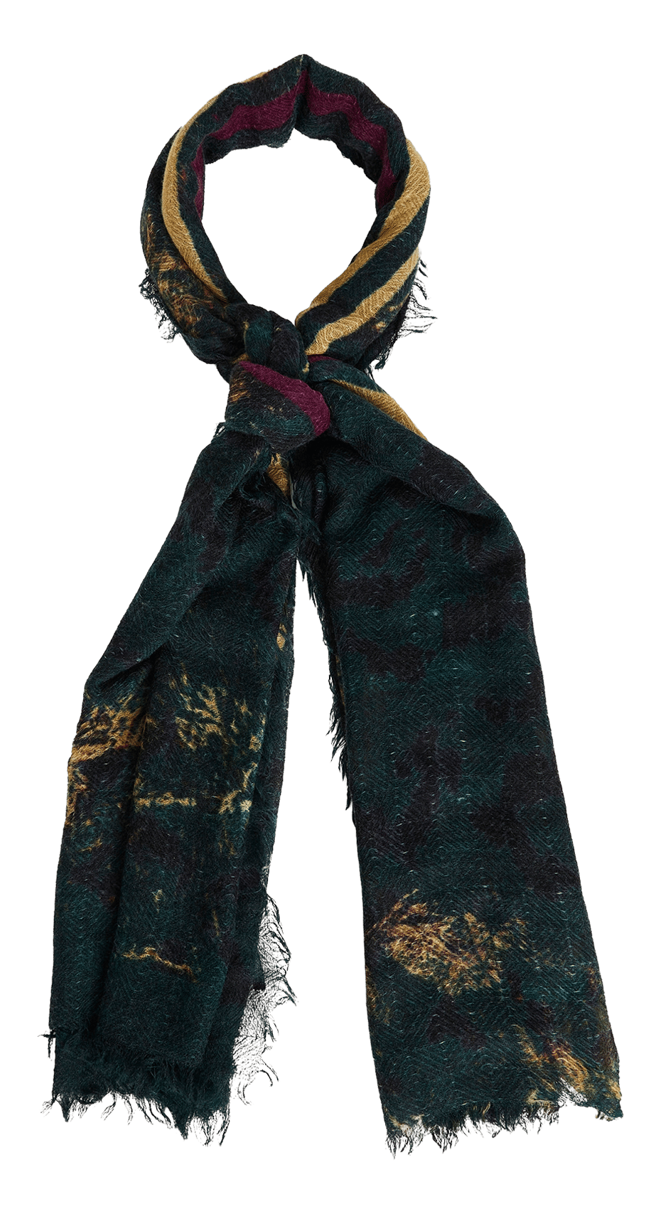Large format printed wool scarf COTELAC Green