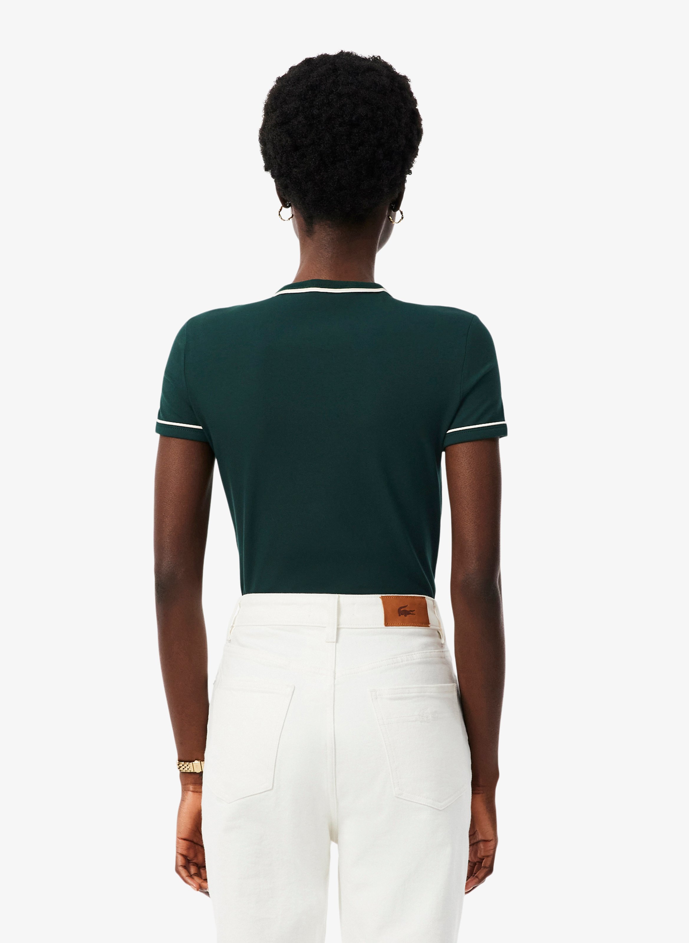 Gerade geschnittenes Rundhals-T-Shirt LACOSTE Grun