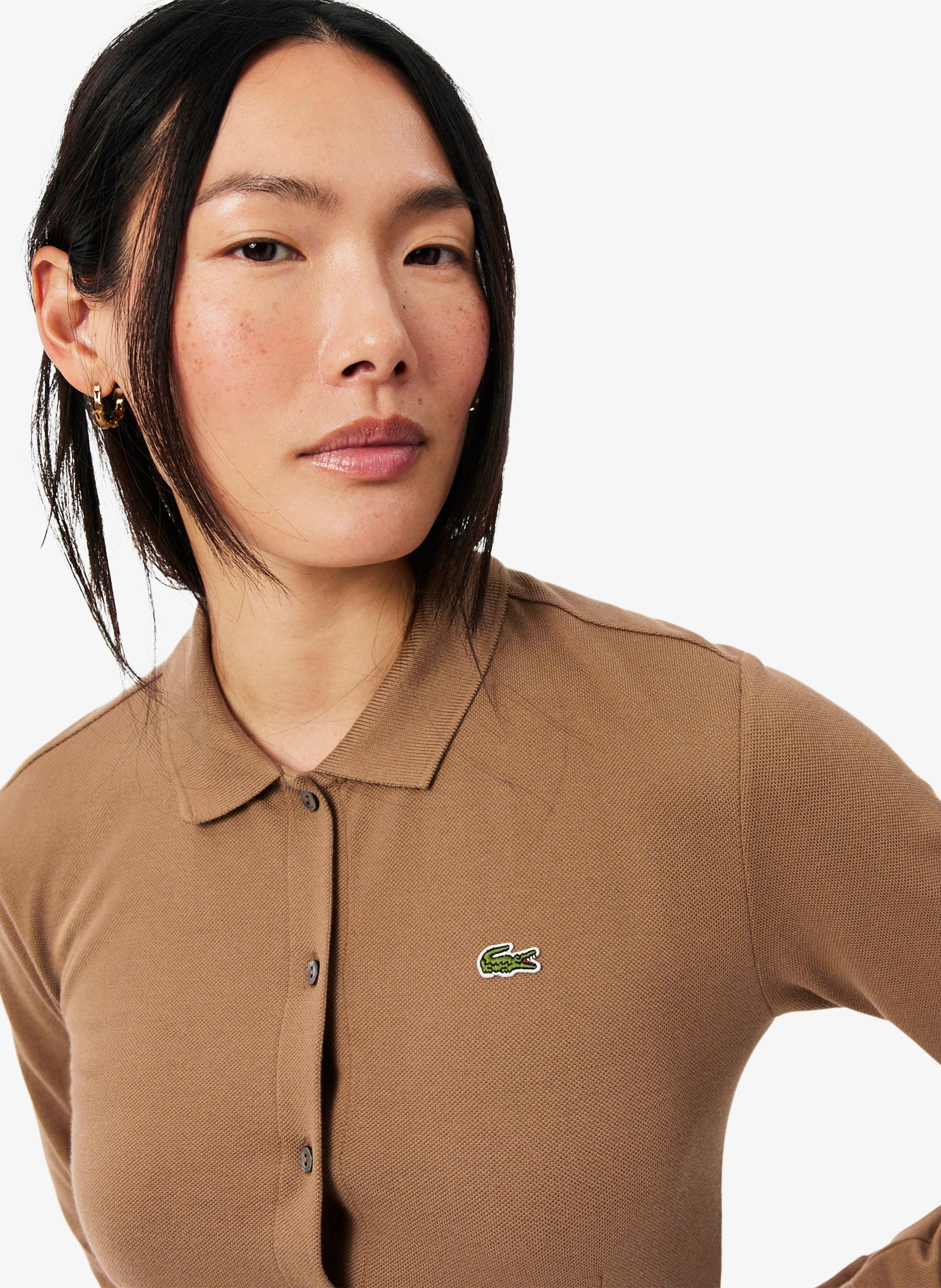 Eng anliegendes Polokleid aus Baumwolle LACOSTE Braun