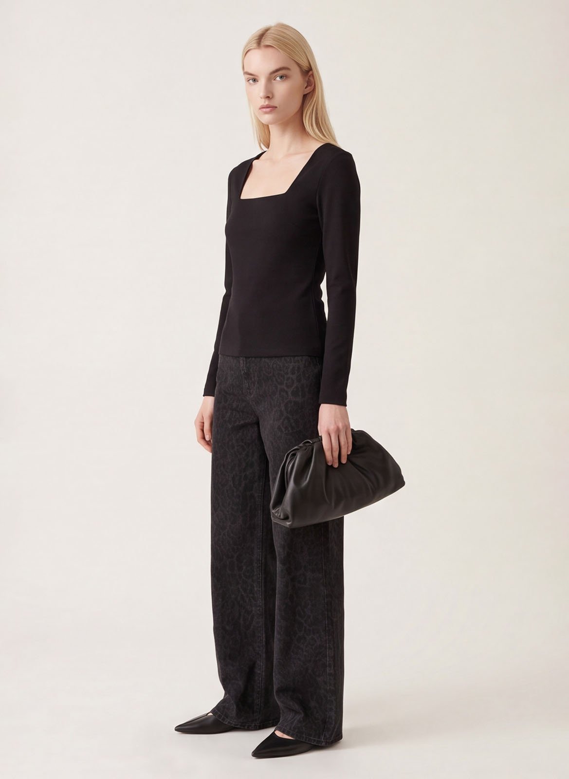 Top droit col carré en coton mélangé | Noir KOOKAI Femme