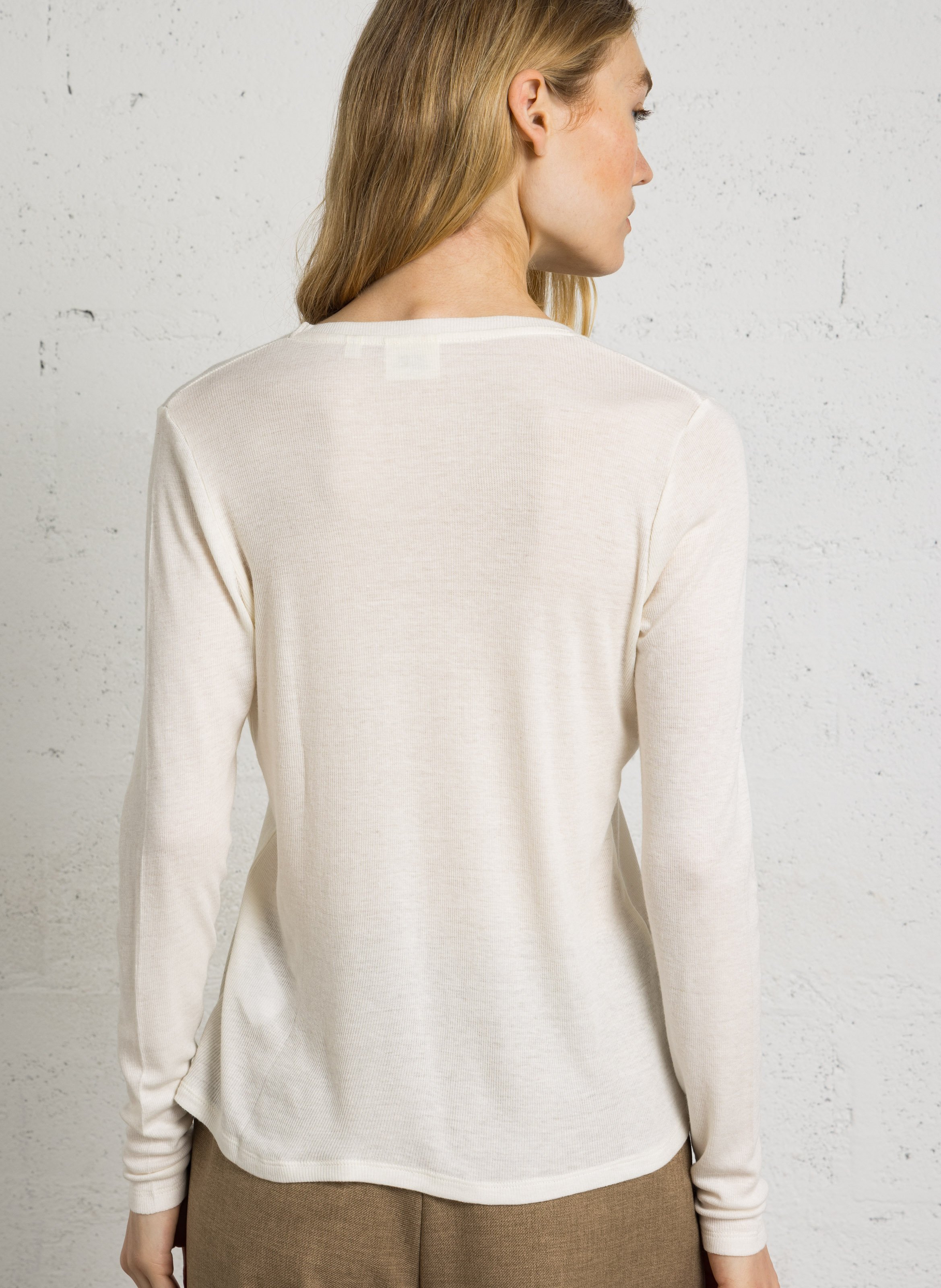Getailleerd T-shirt met lange mouwen HARTFORD Wit