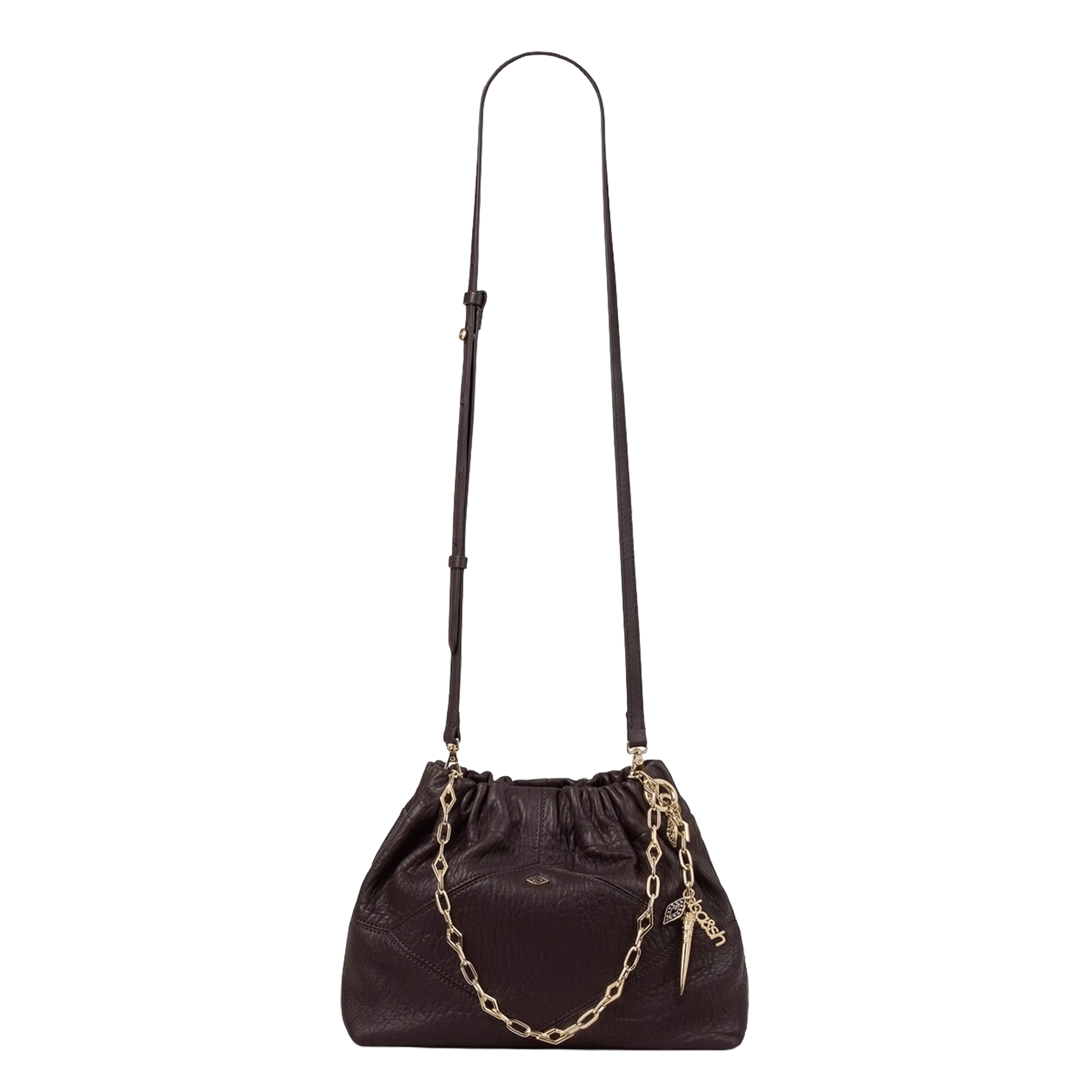 Leather Charm Crossbody Bag BA&SH Brown