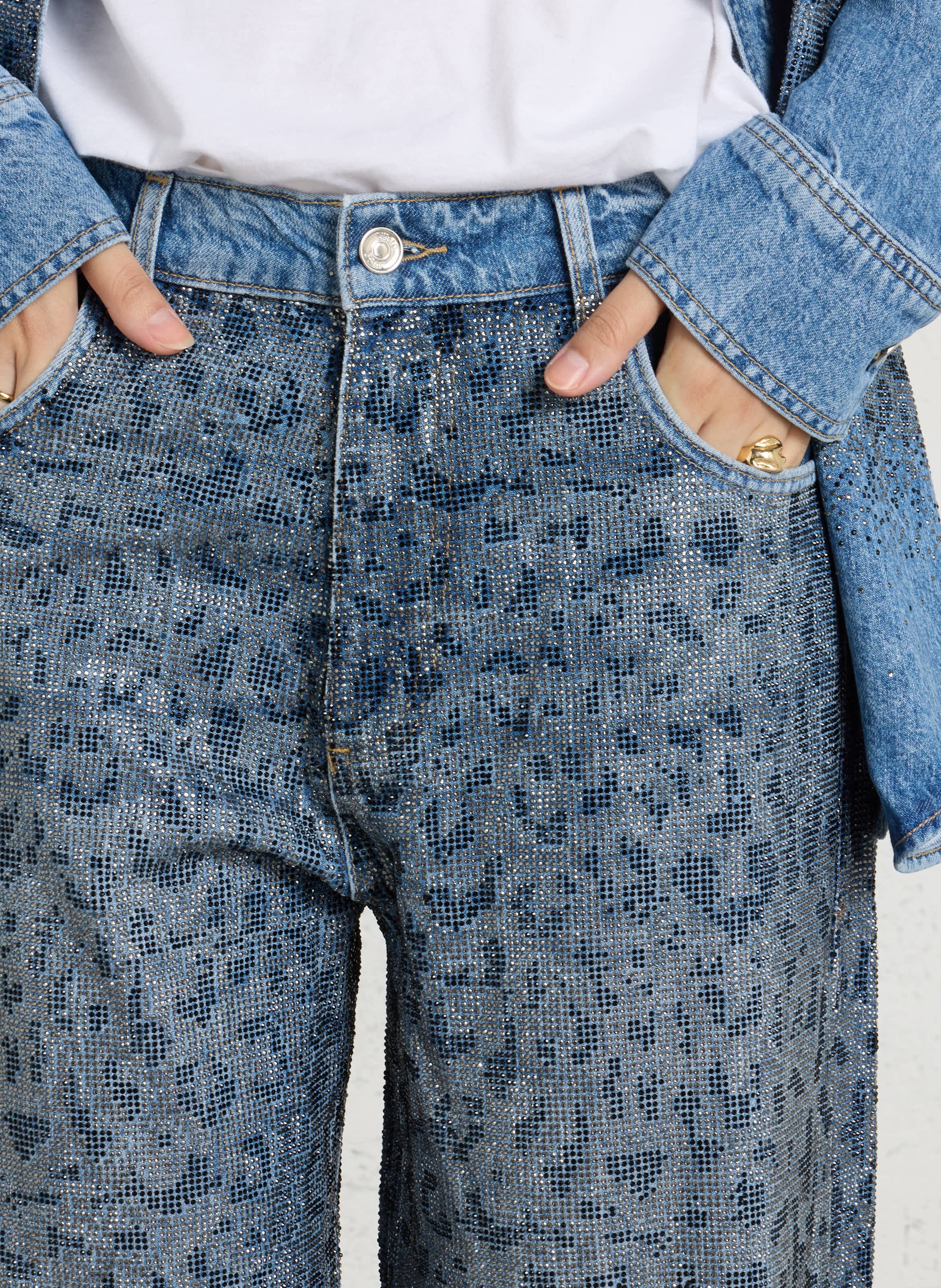 Weite Jeans mit Strassverzierung LIU JO Blau