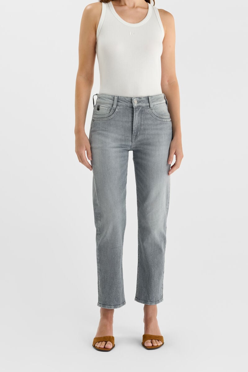 High-waisted straight-leg zip jeans LE TEMPS DES CERISES Grey