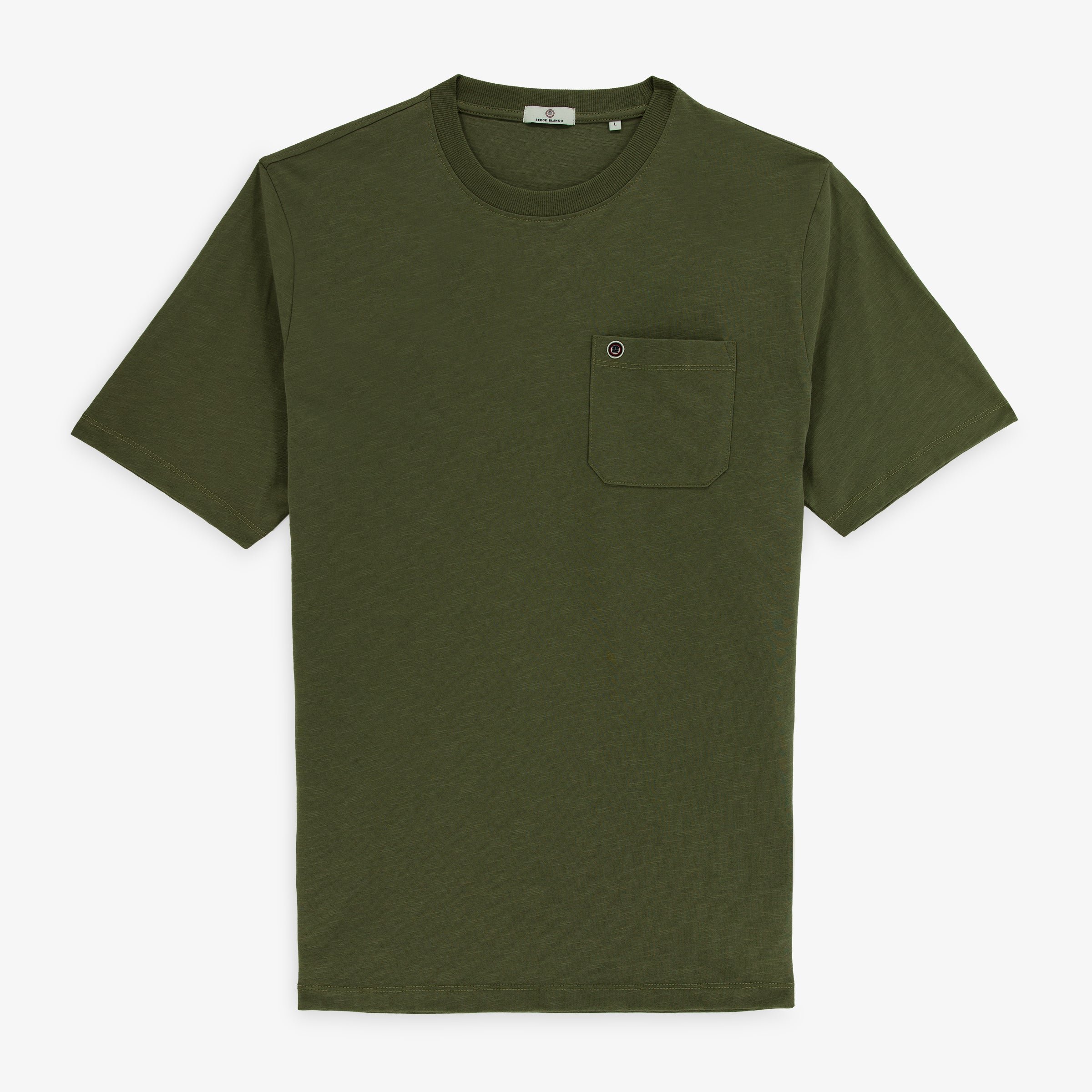 Short-sleeved slub cotton T-shirt SERGE BLANCO Khaki