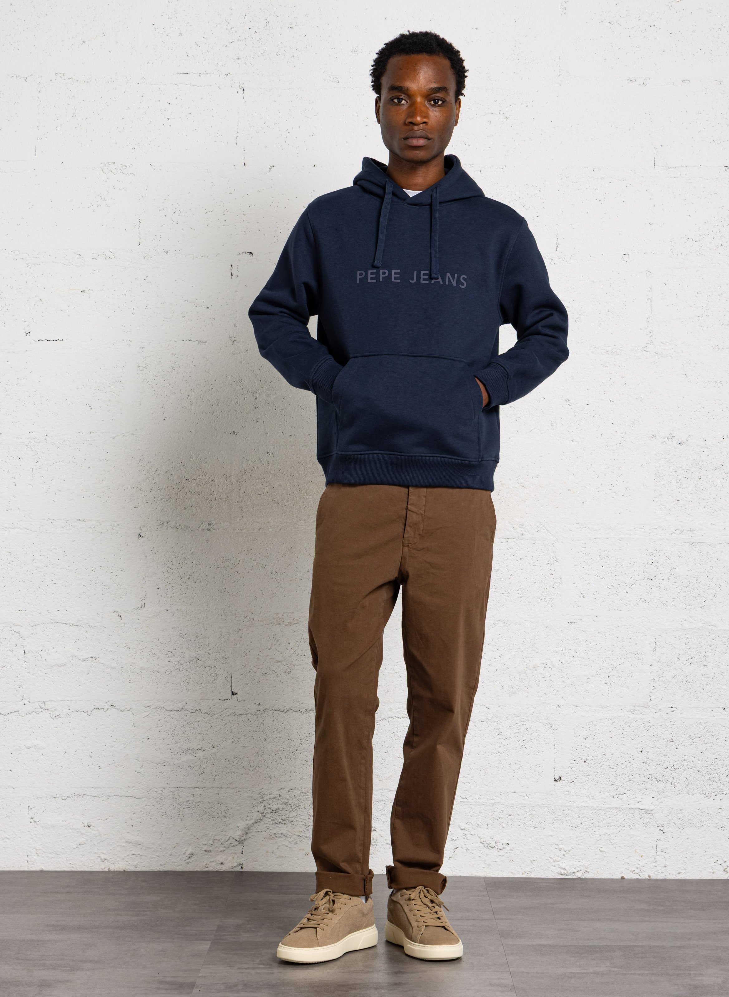 Effen hoodie met geborduurd logo PEPE JEANS Blauw