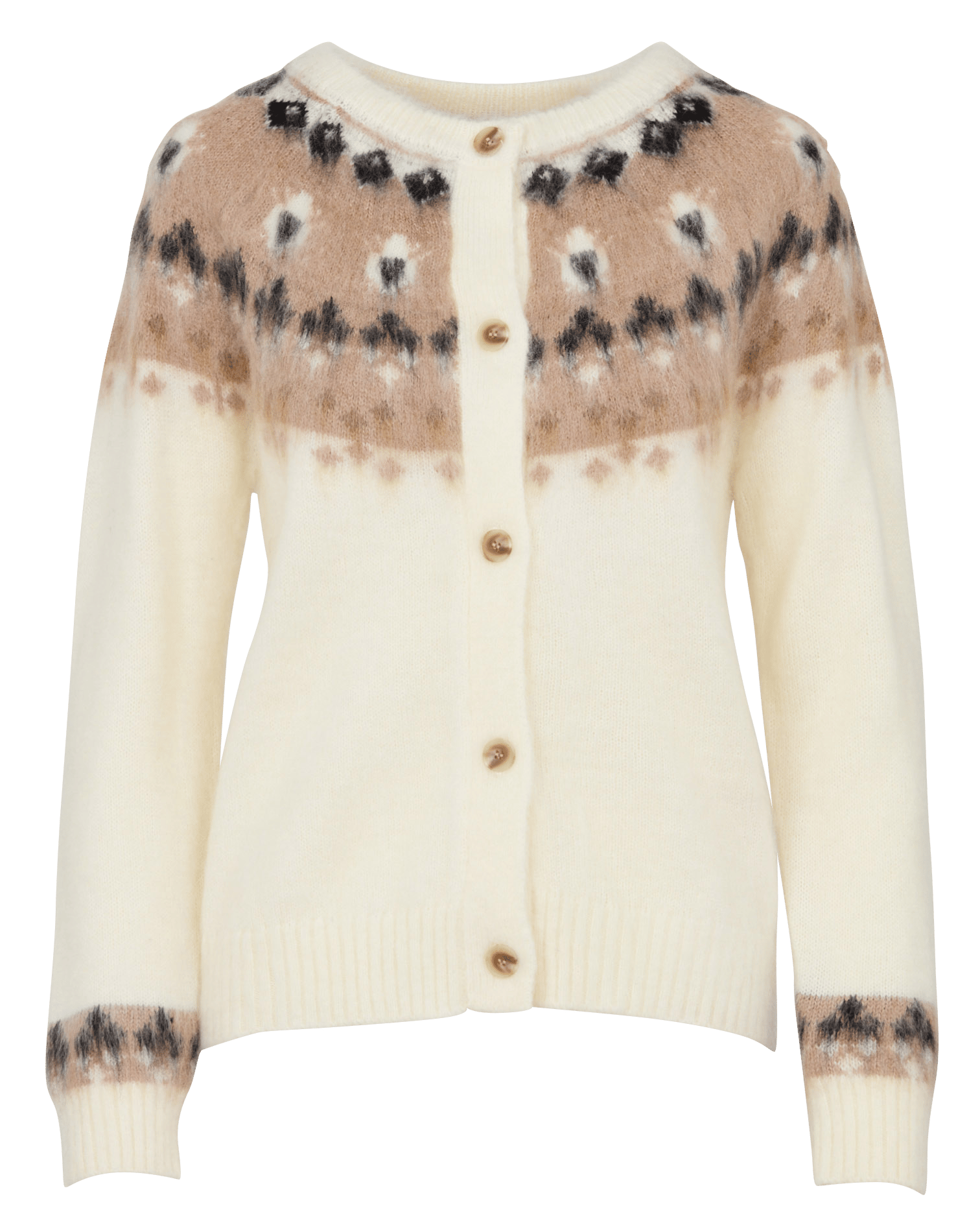 Straight-fit printed crew-neck cardigan SUD EXPRESS White