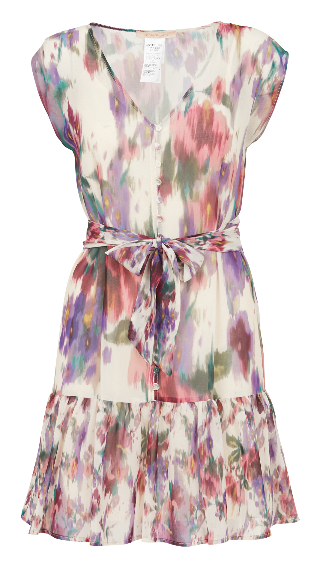 Short A-line printed V-neck dress PENNYBLACK Beige