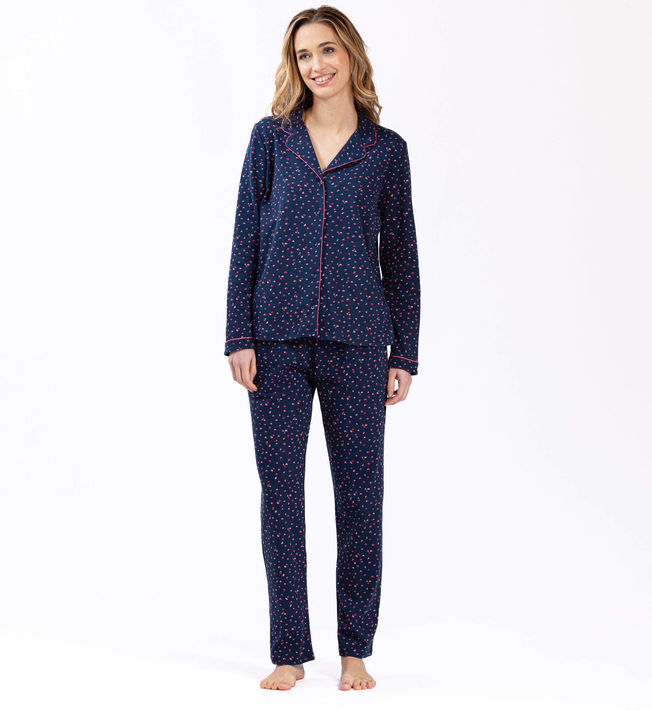 Pyjama boutonn en coton Bleu