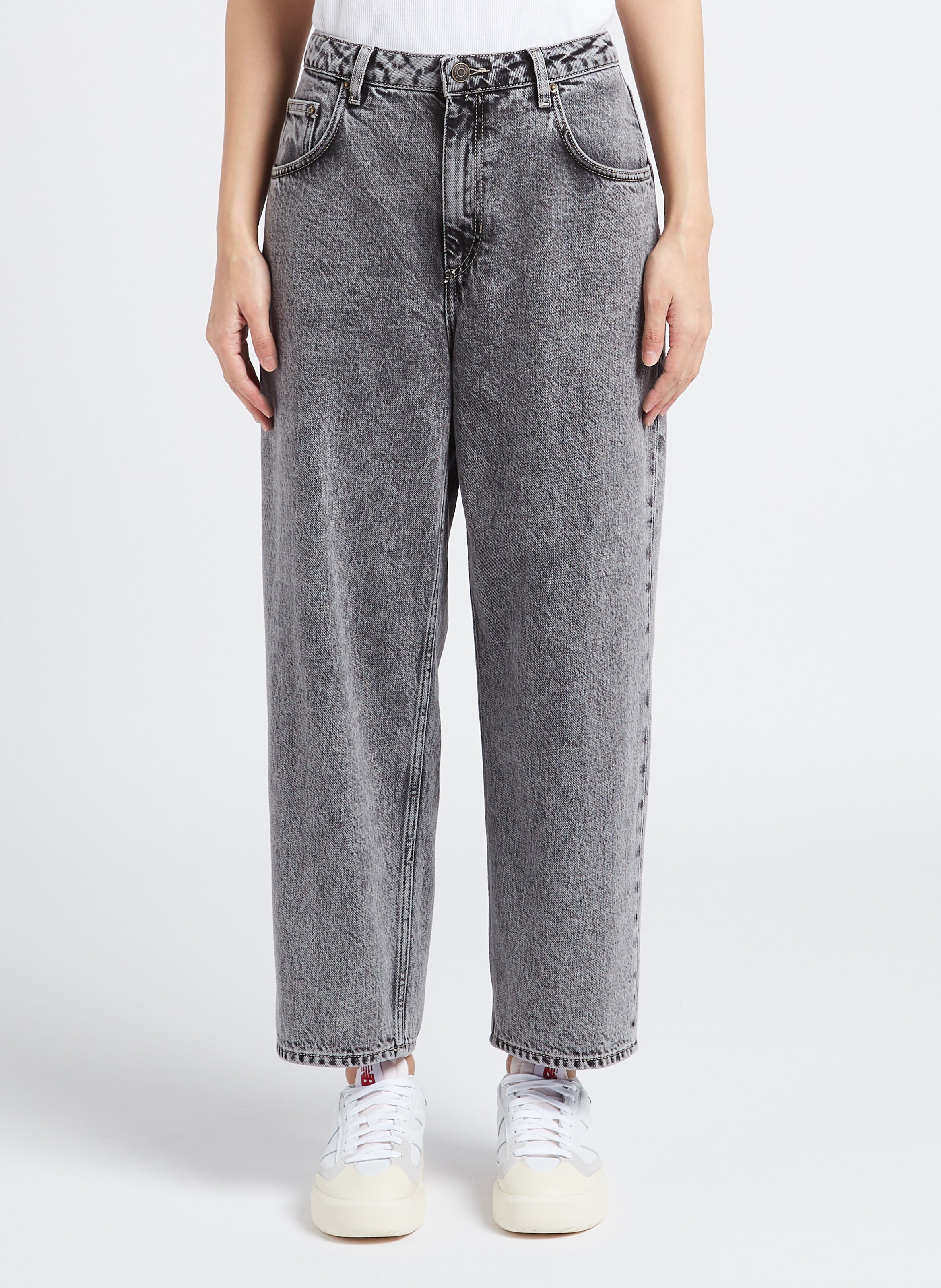 Straight Cut High Waist Jeans aus Baumwolle AMERICAN VINTAGE Grau