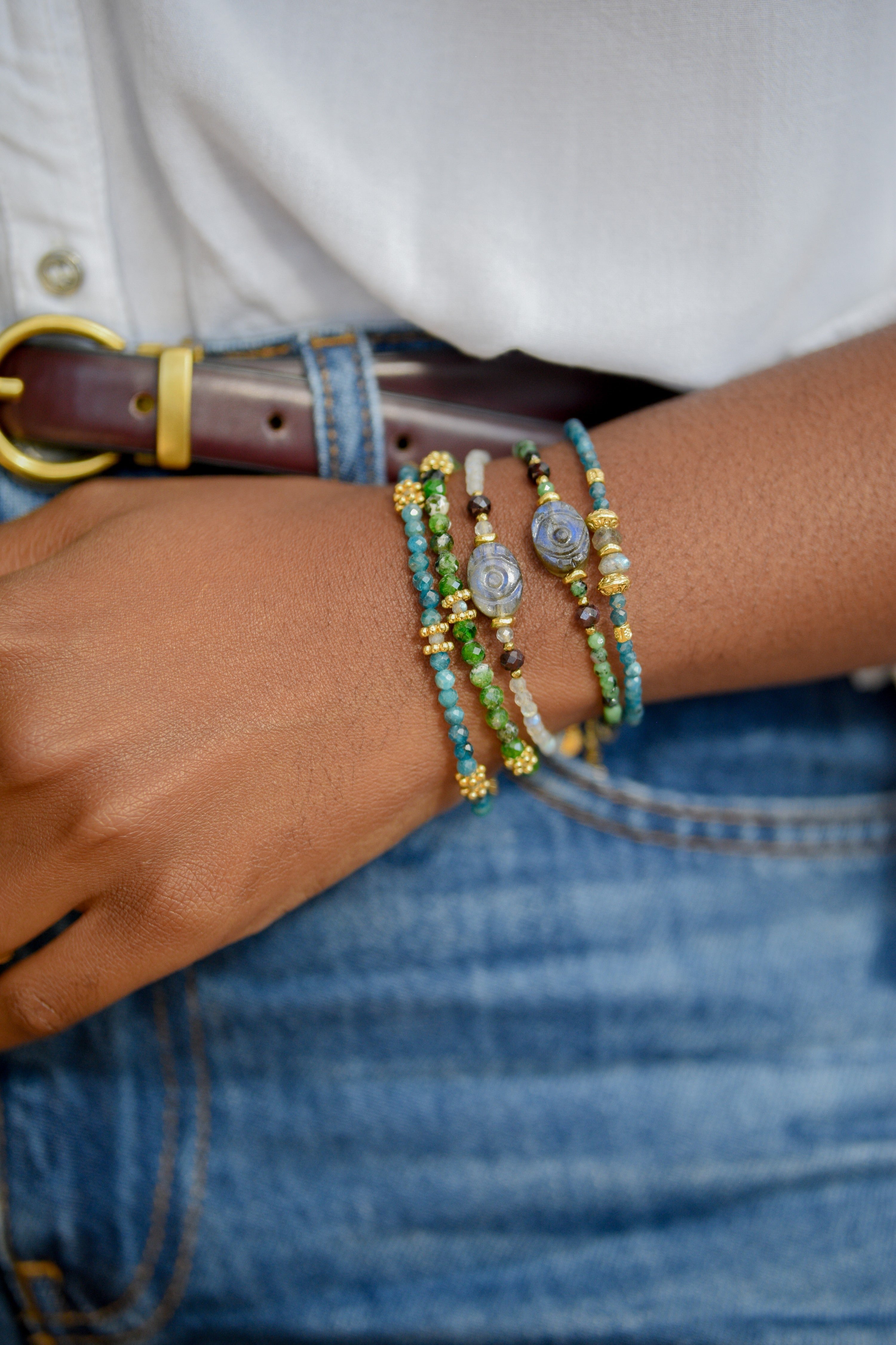 Apatite and labradorite bracelet GINANDGER Green