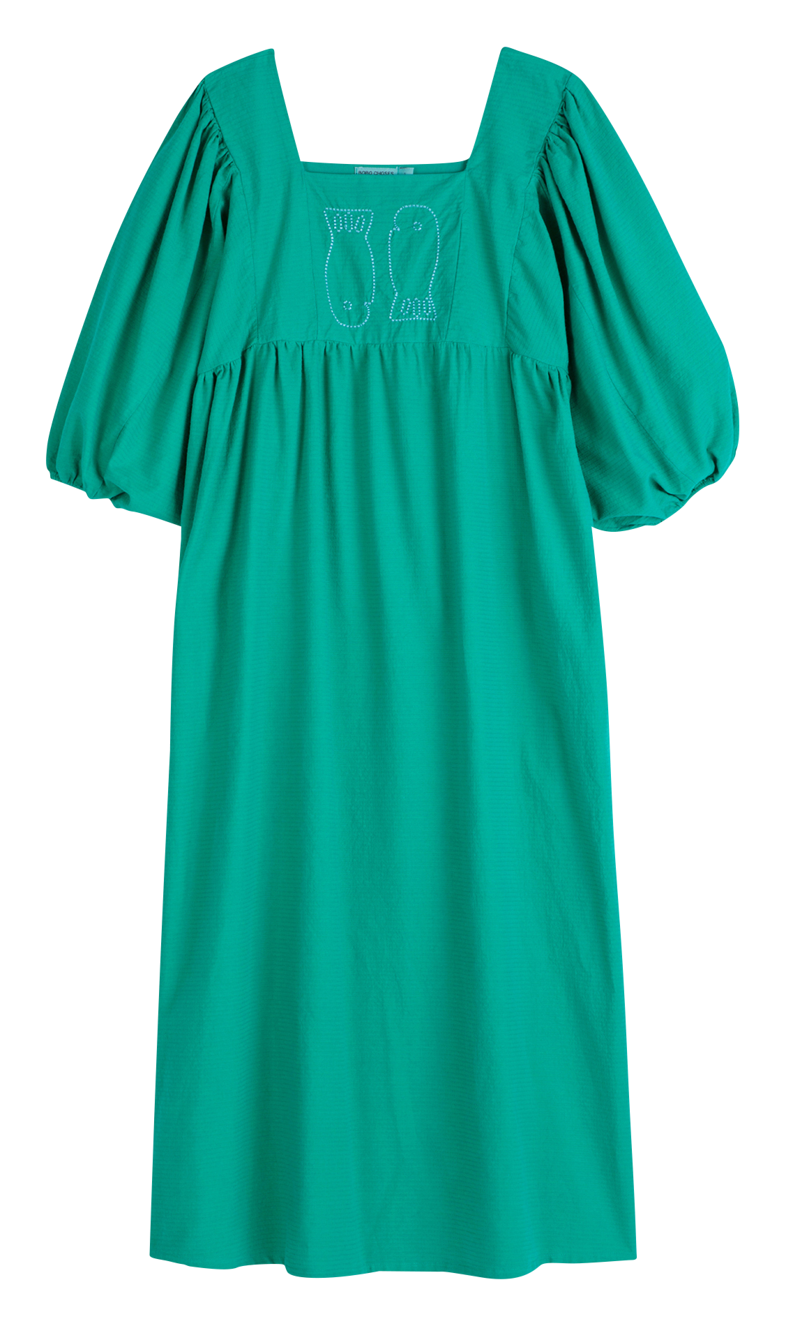 Wijdvallende jurk met vierkante hals van katoen BOBO CHOSES Groen