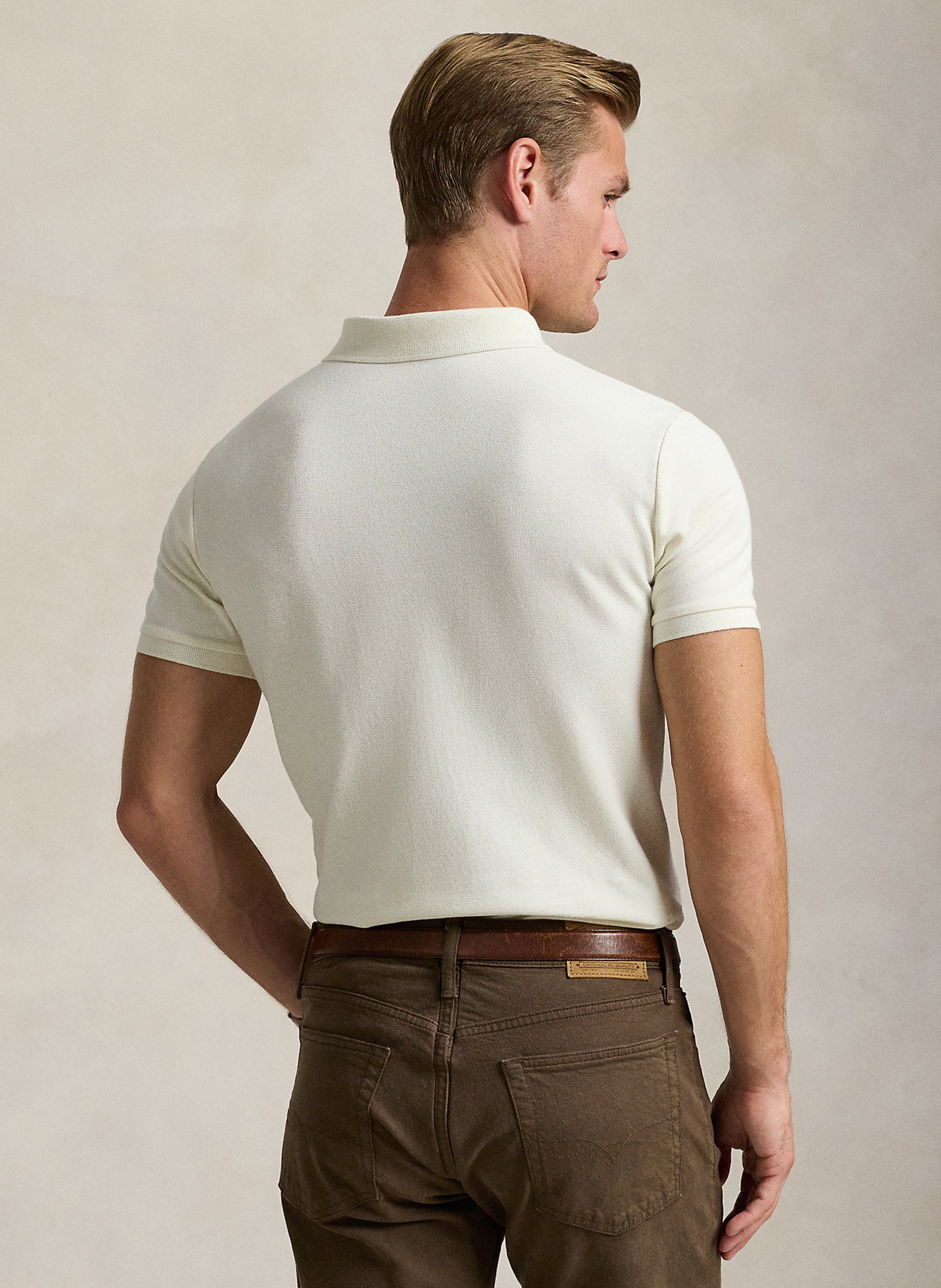 Custom-fit piqué cotton polo POLO RALPH LAUREN Beige