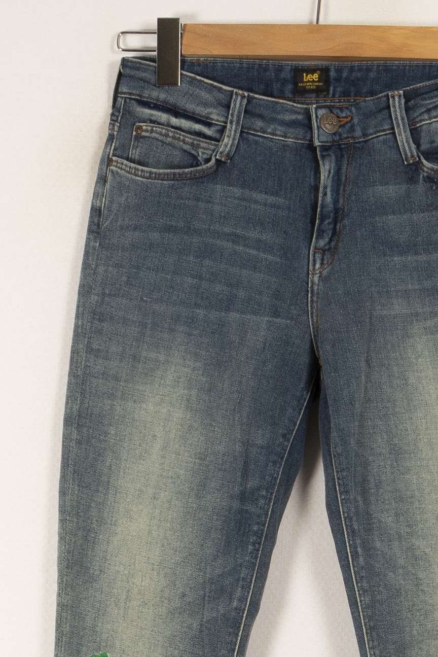 Cropped slim jeans with studs LEE - Seconde Main Blue