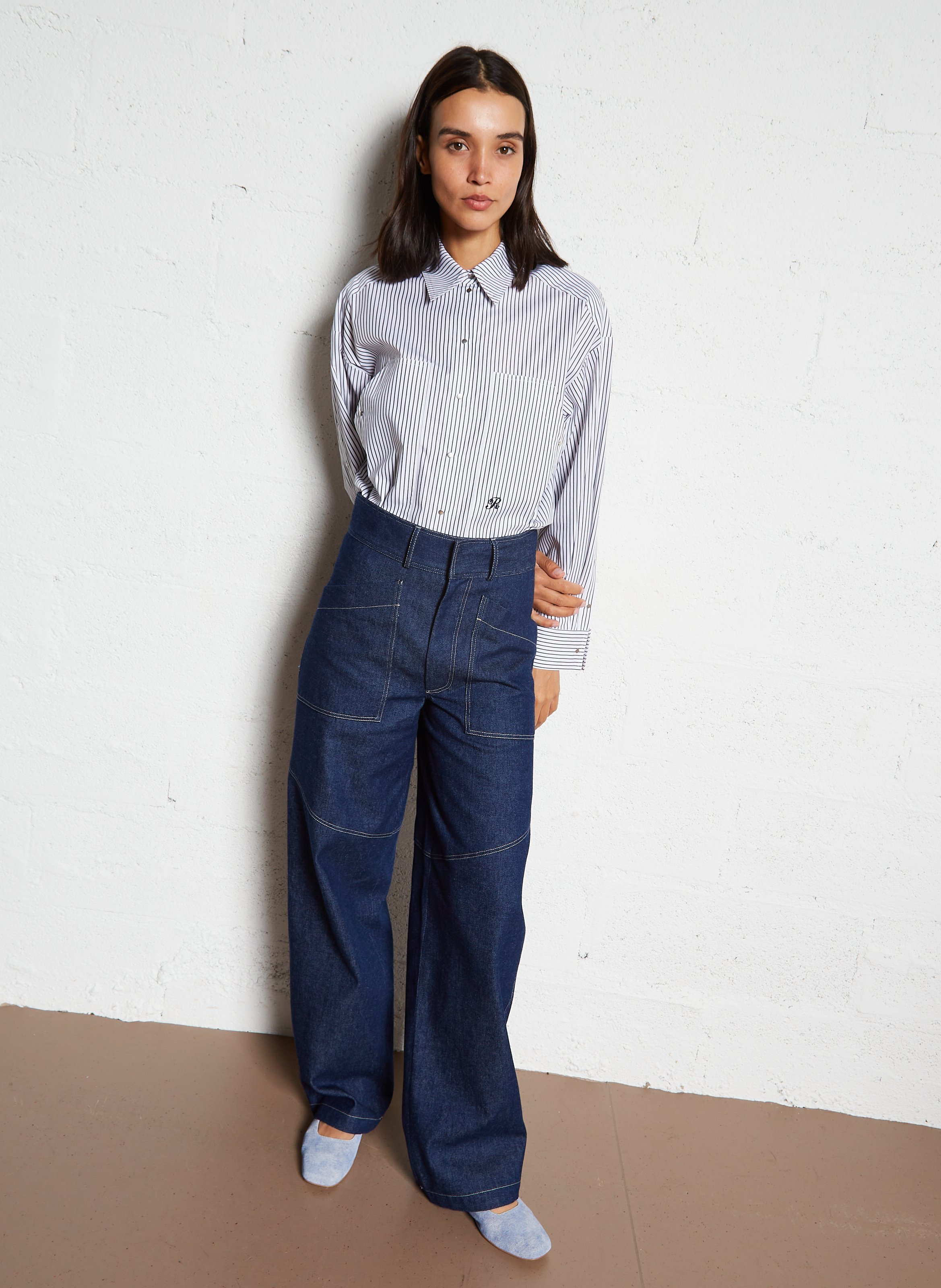 Chemise oversize col classique en coton ROSEANNA Noir