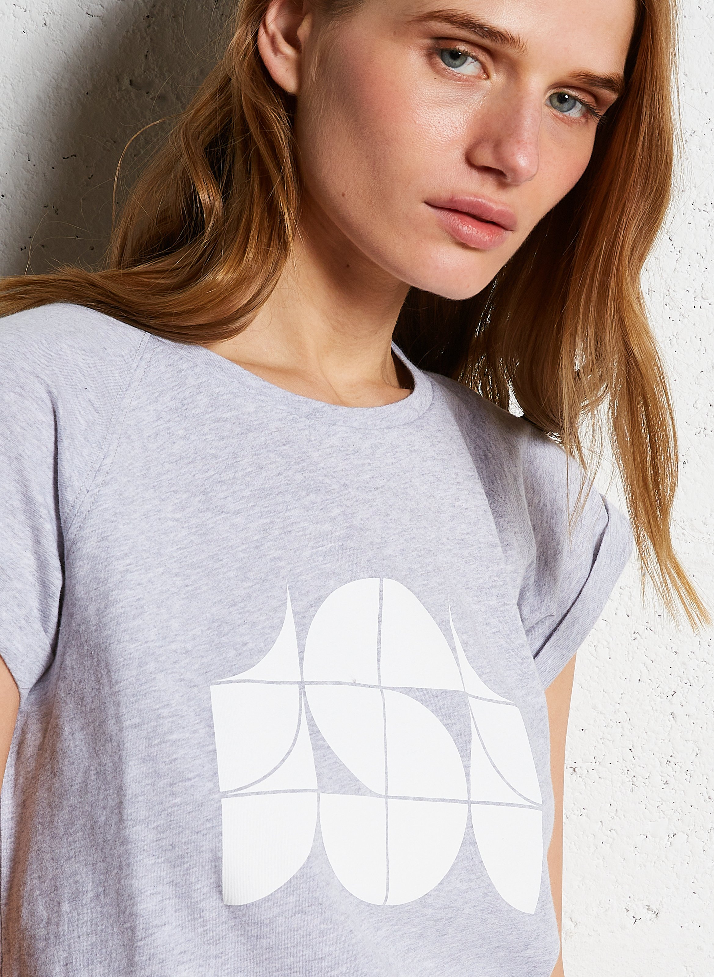 Katoenen T-shirt met ronde hals SOEUR Grijs