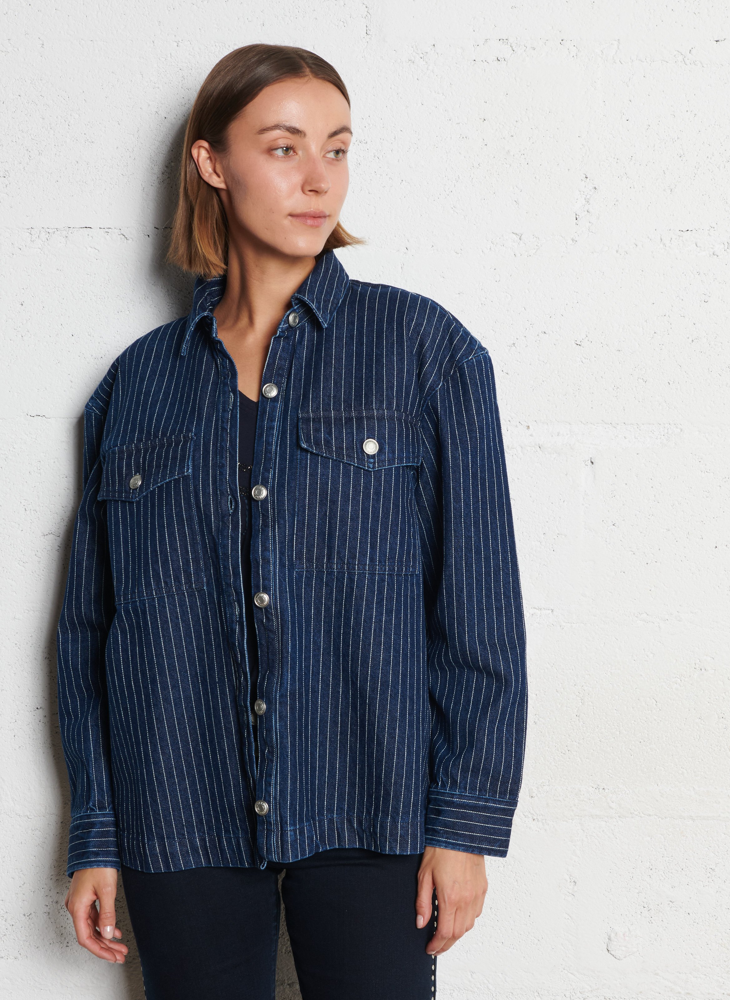 Straight striped cotton shirt IKKS White