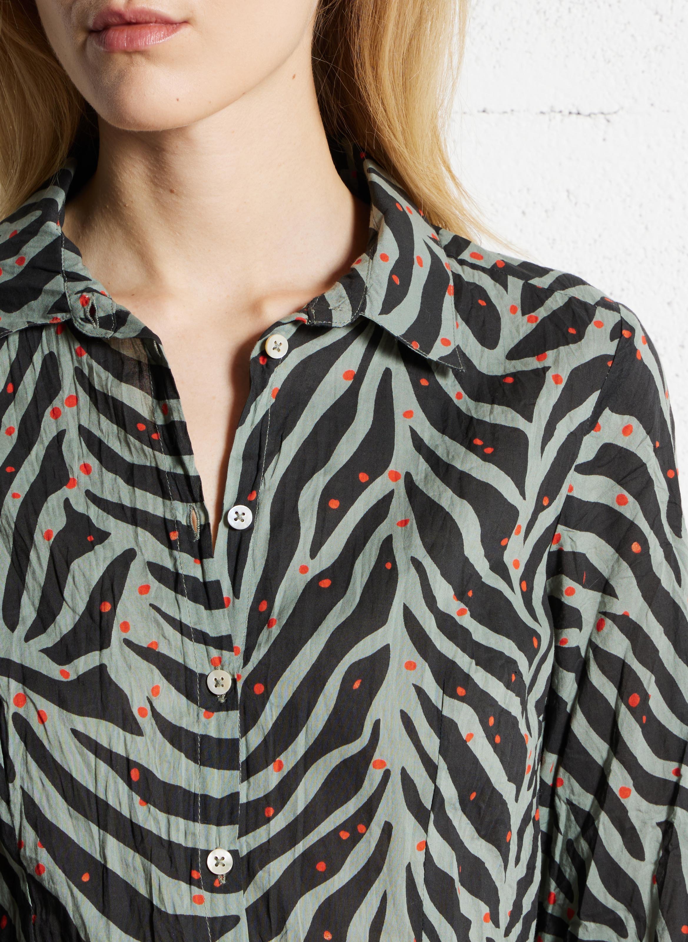 Straight printed cotton shirt Black