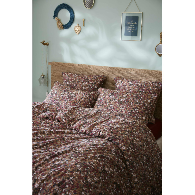 "Capucine" duvet cover all sizes "cotton gauze" L'EFFET PAPILLON Brown
