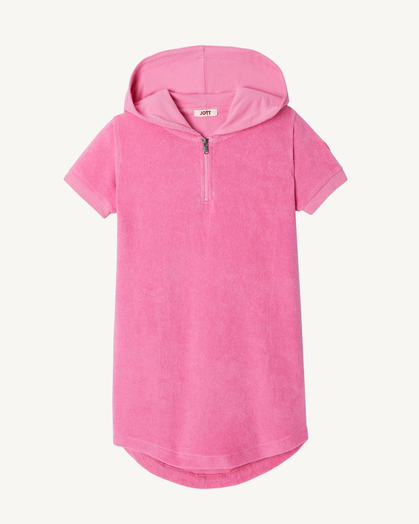 Hooded children's mini cotton terry cloth dress JOTT Pink