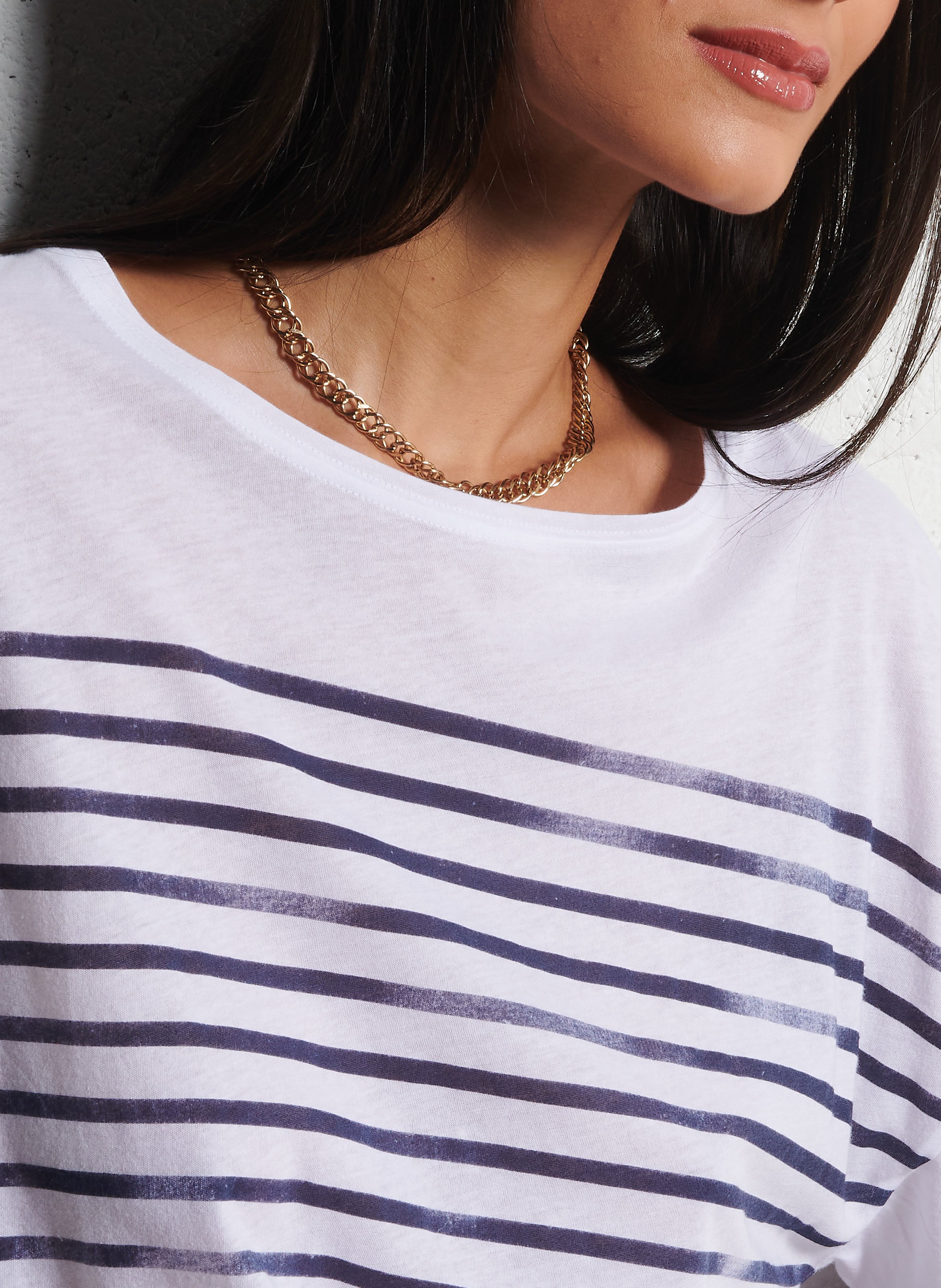 Round-neck striped T-shirt BA&SH White