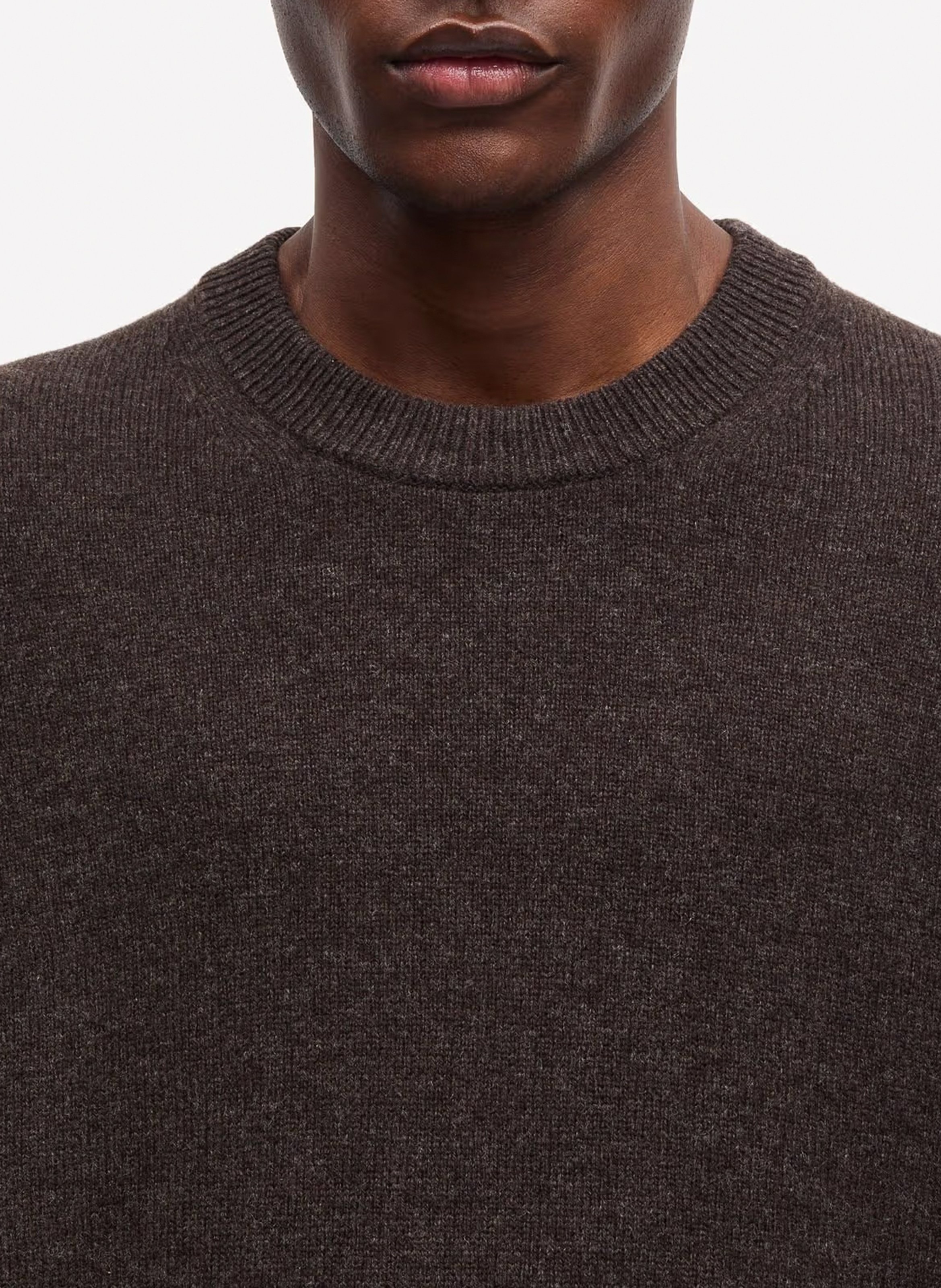 Pull col rond en laine mérinos SAMSOE SAMSOE Marron