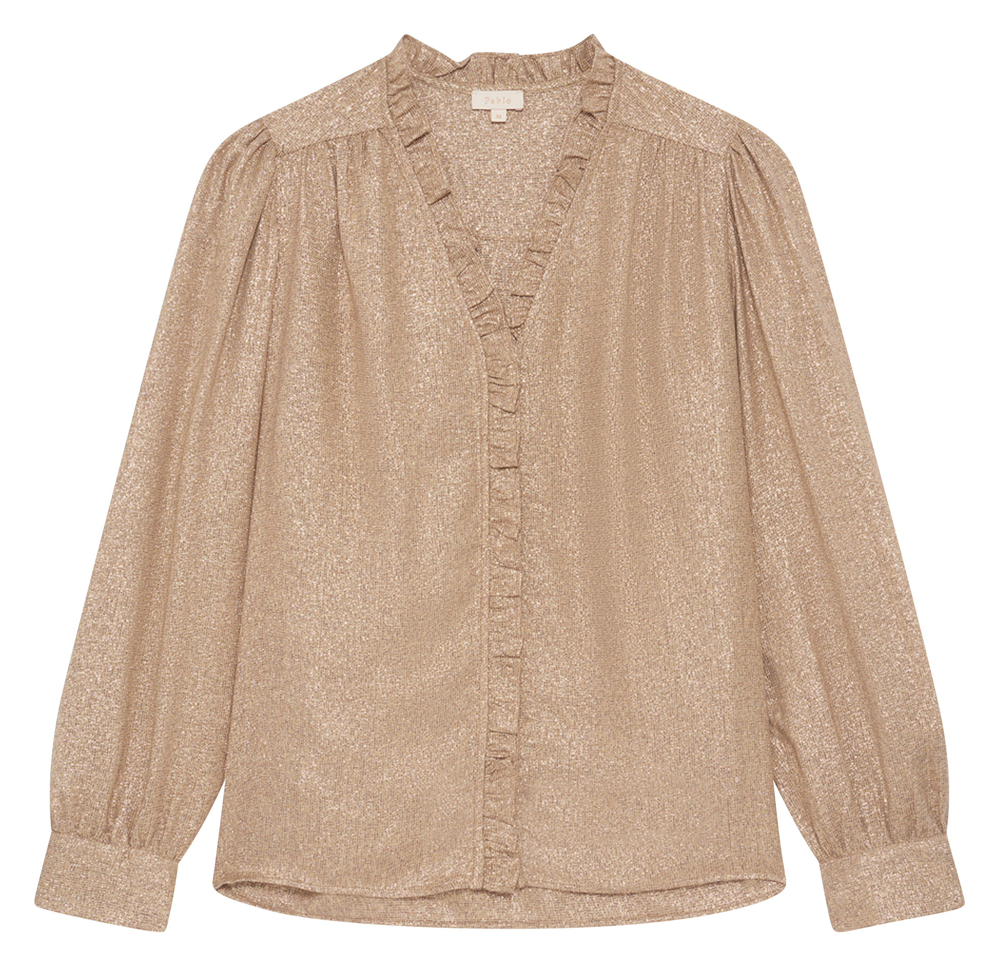Straight V-neck shiny shirt PABLO Golden
