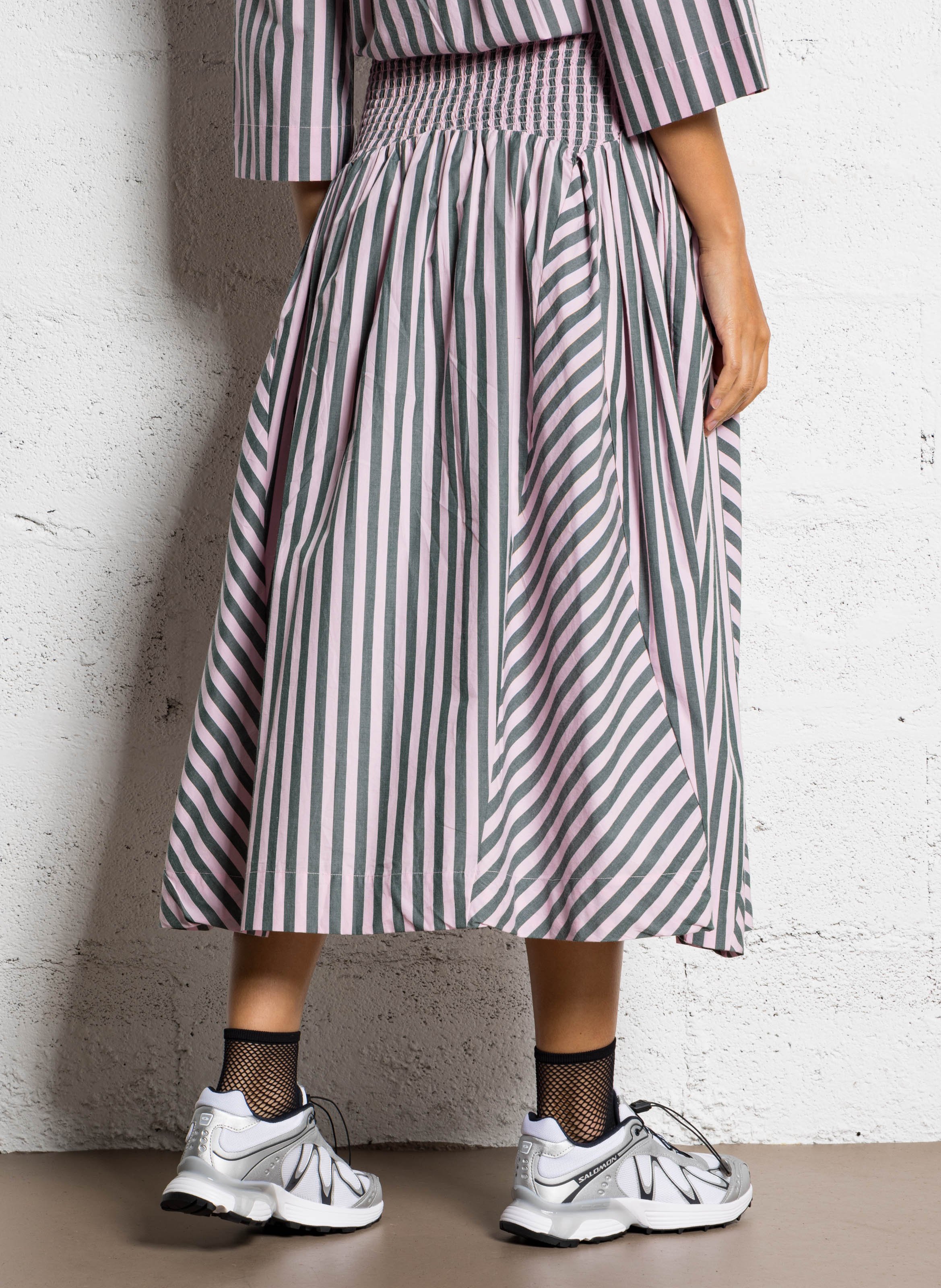 Jupe longue évasée rayée en coton bio DAMSON MADDER Multicolore