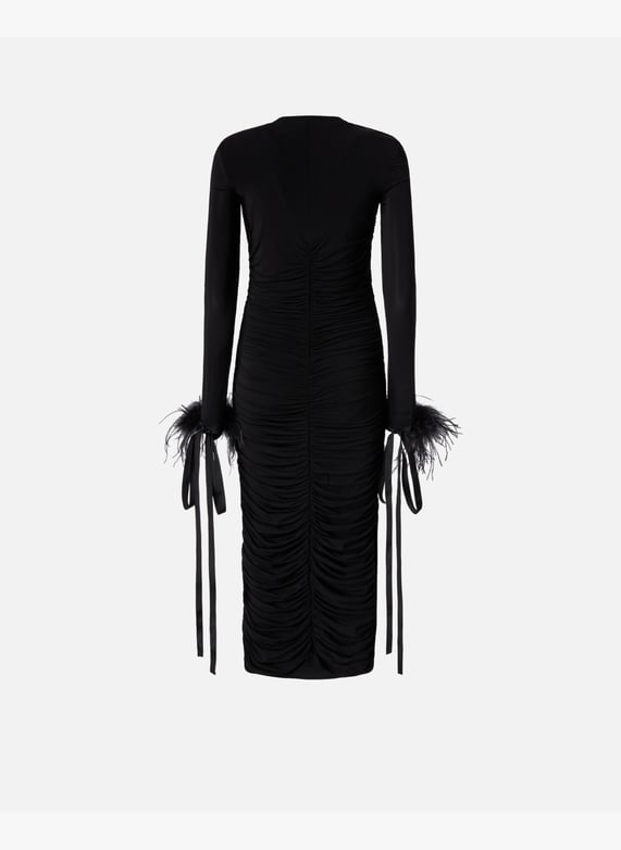 V-Neck dress with draping Black Pinko - Women | Place des Tendances V-Neck dress with draping Black Pinko - Women | Place des Tendances