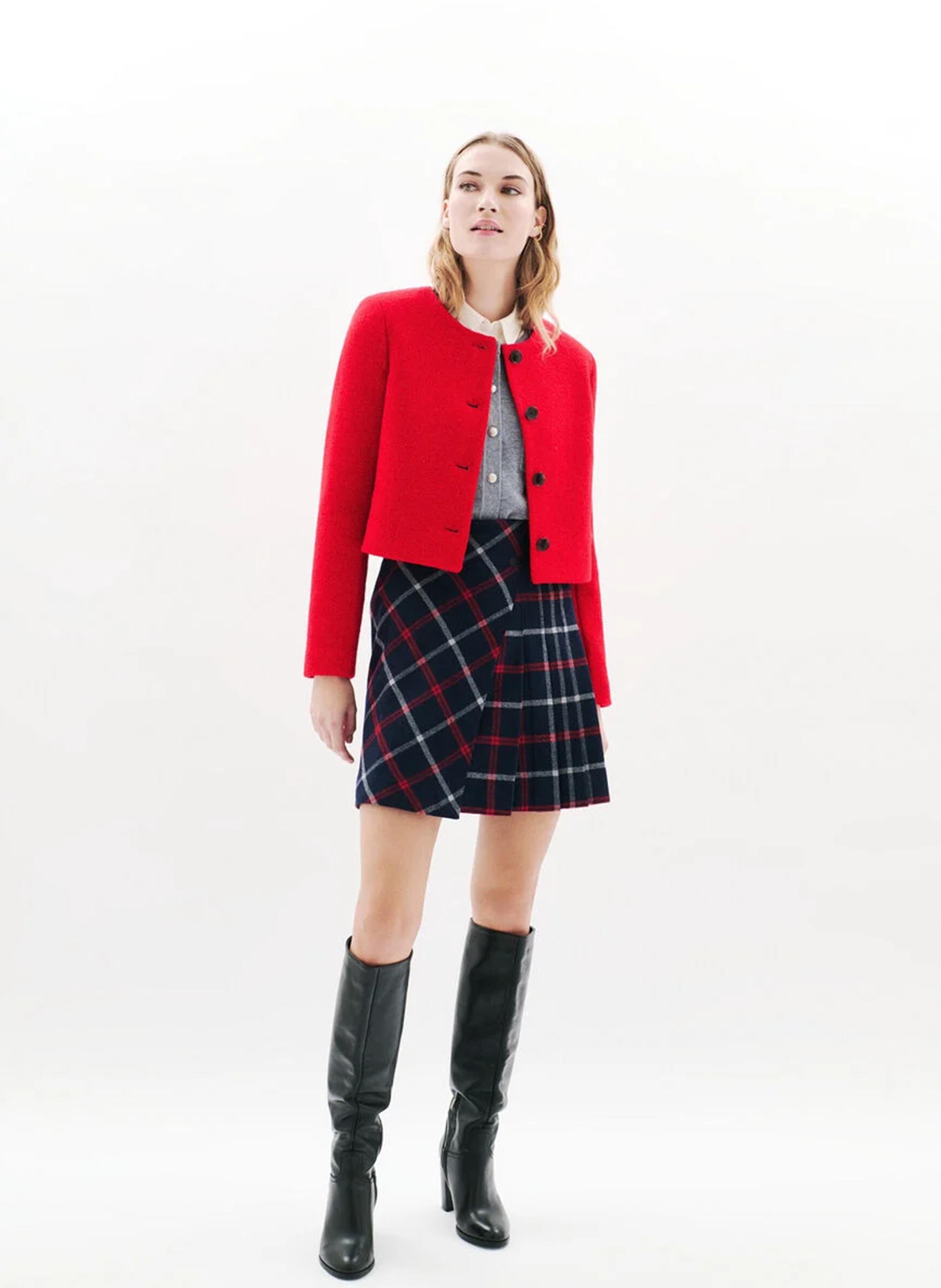 Round-neck wool jacket CAROLL Red