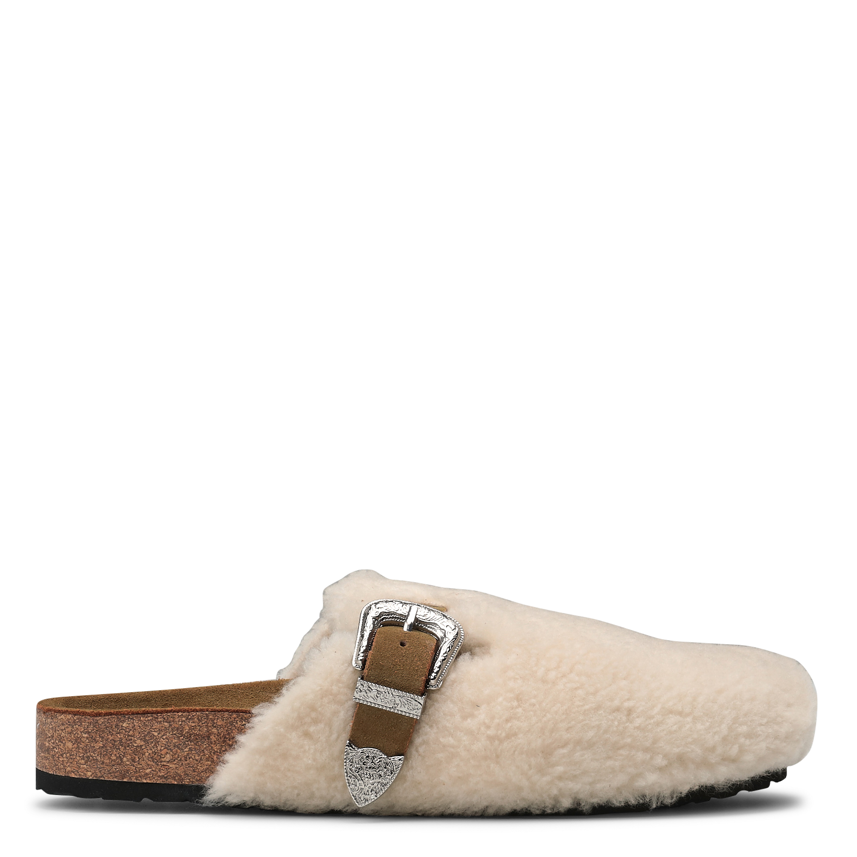 Flat mules in synthetic fur IKKS White