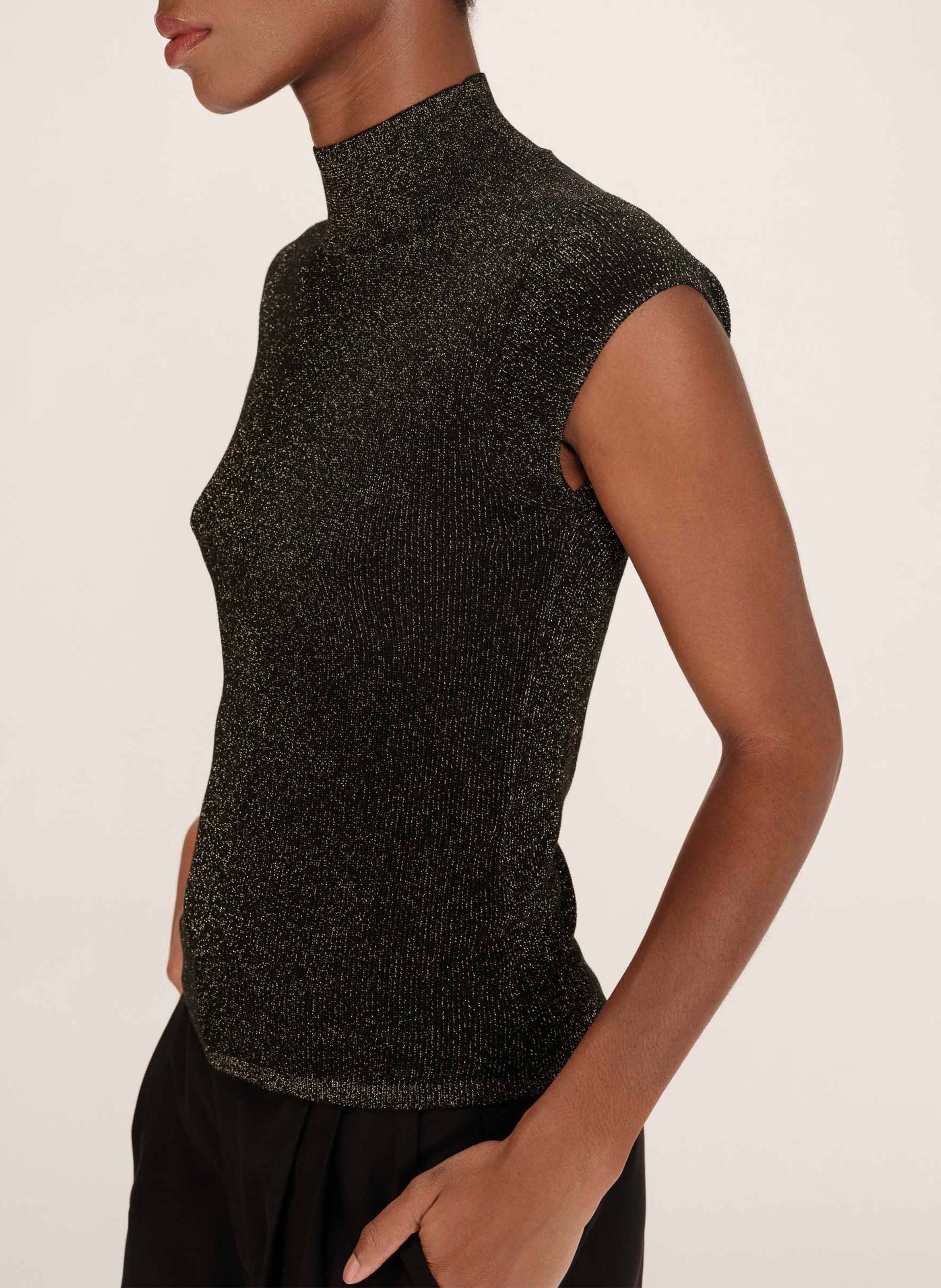 High-neck knit top with glittery thread GRACE ET MILA Golden