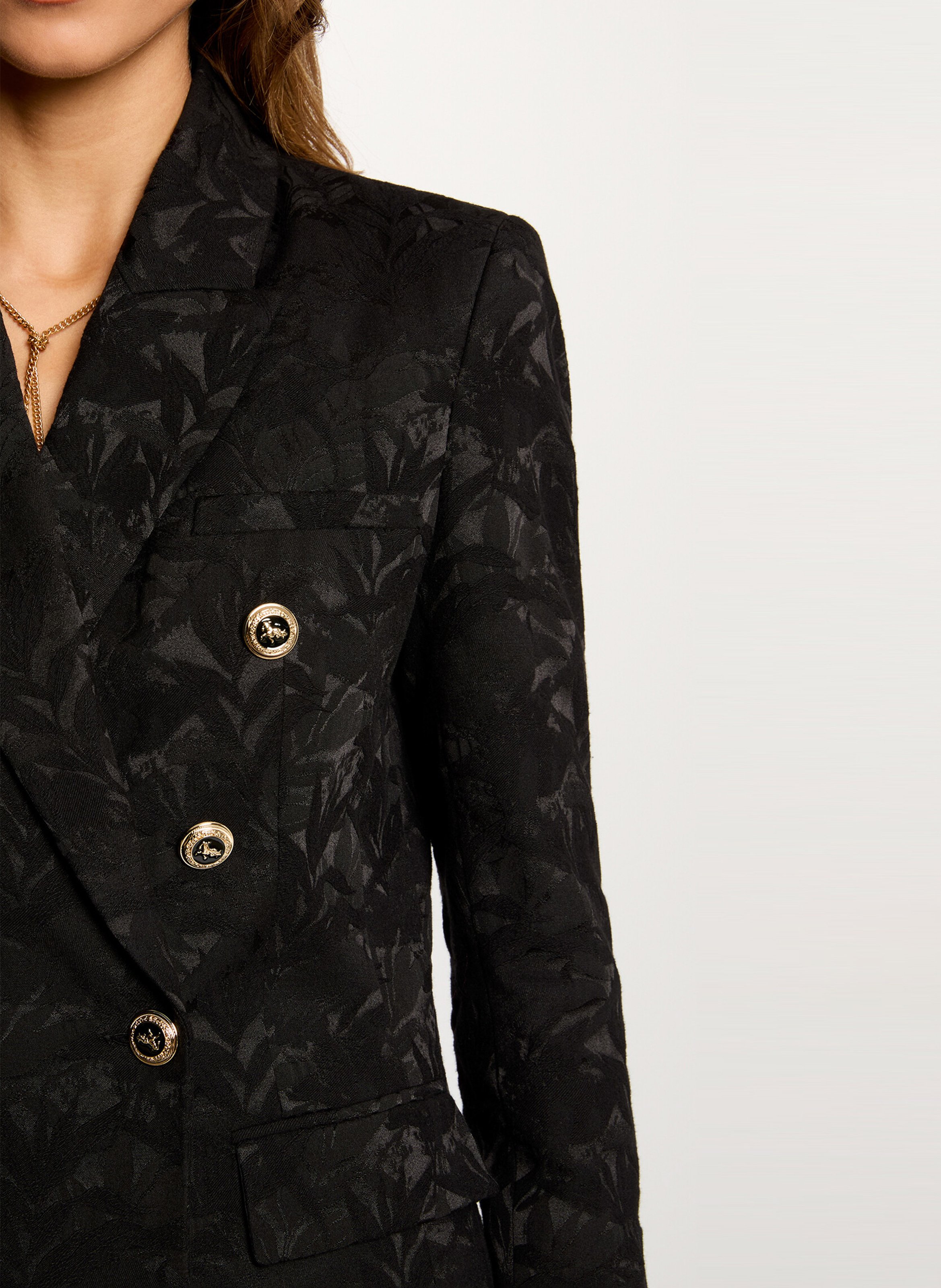 Veste tailleur en jacquard imprimé MORGAN Noir