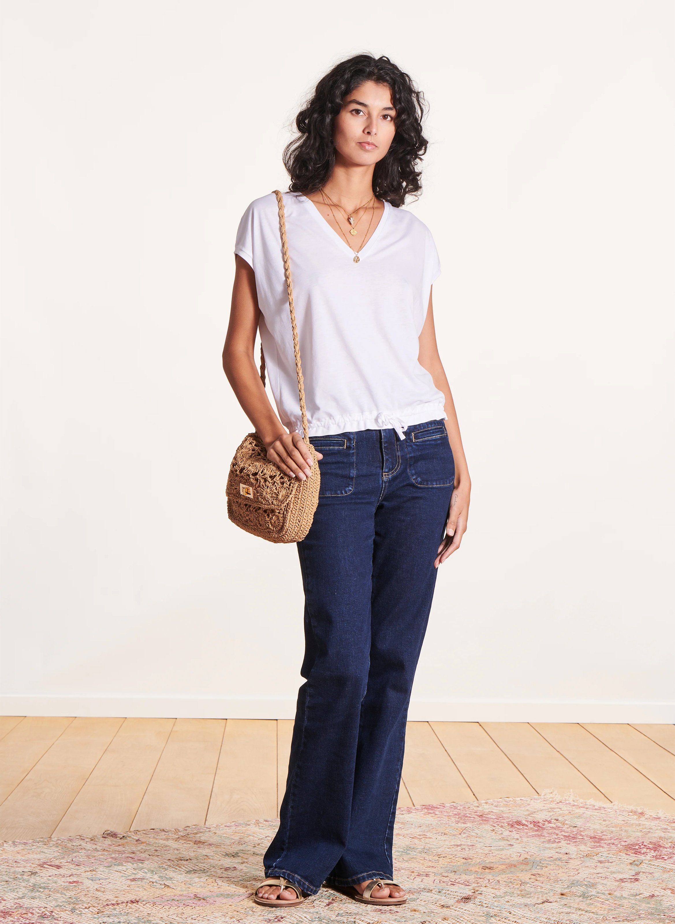 Flowing cotton-blend T-shirt LA FEE MARABOUTEE White