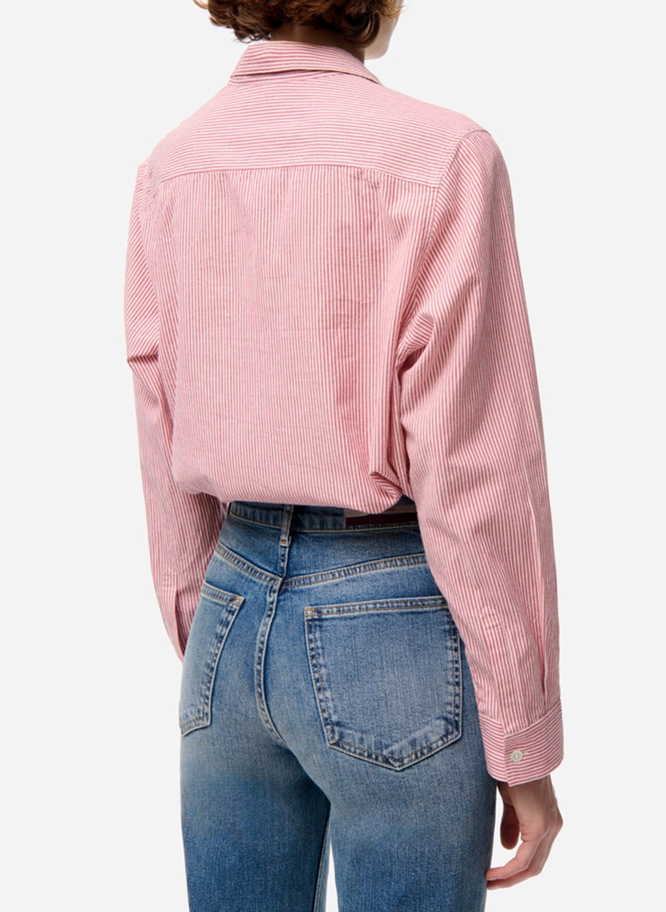 Straight-cut striped cotton shirt with classic collar VANESSA BRUNO Pink