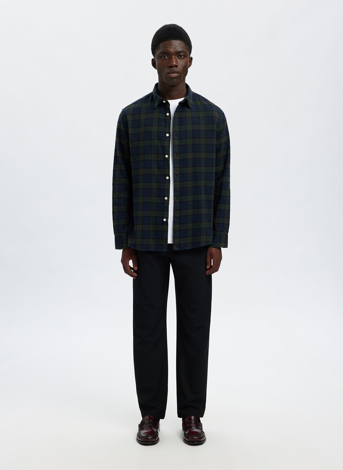 Bio-Baumwollbluse mit klassischem Kragen SELECTED Grun