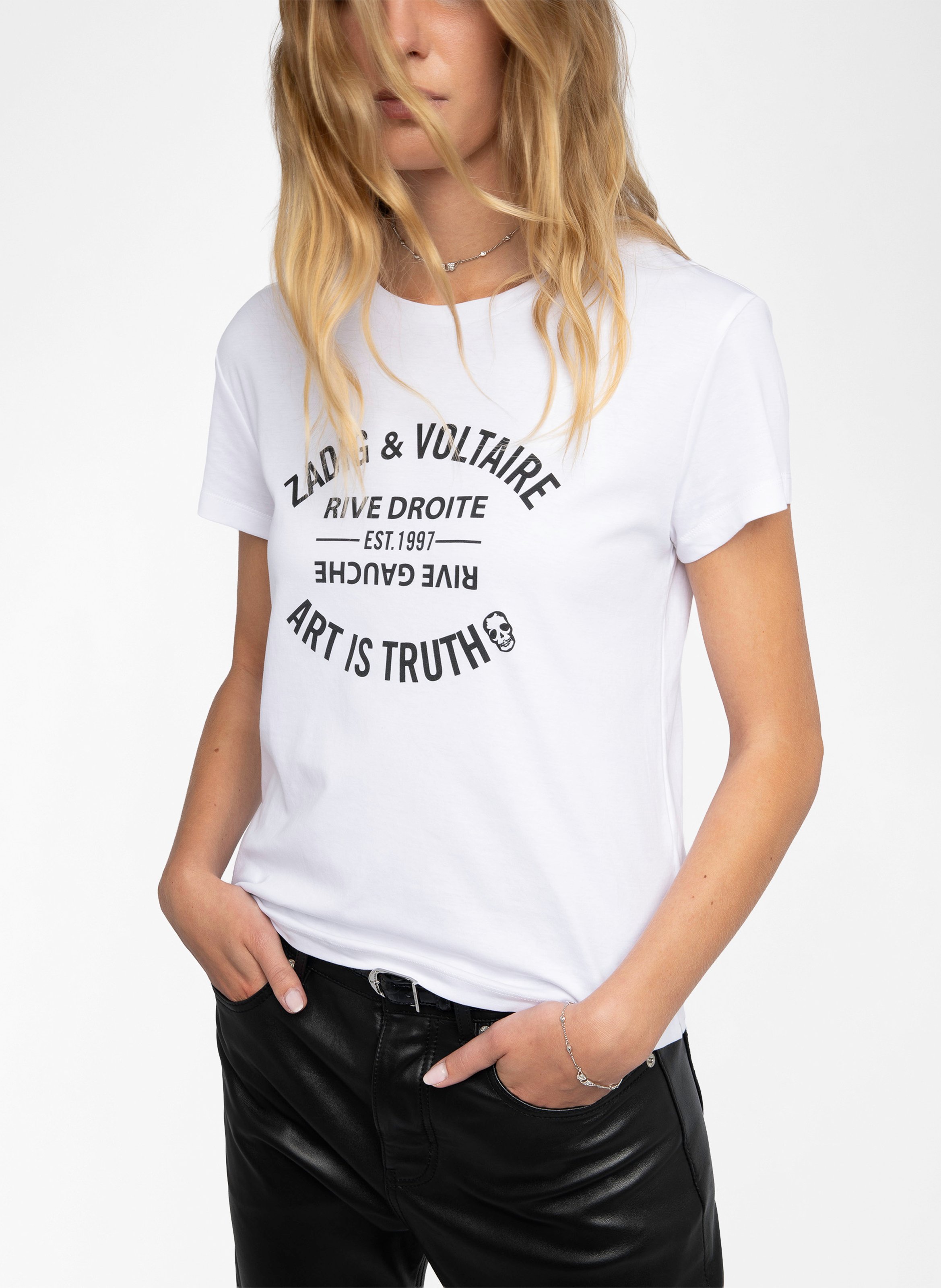Tee-shirt droit en coton sérigraphié ZADIG&VOLTAIRE Blanc