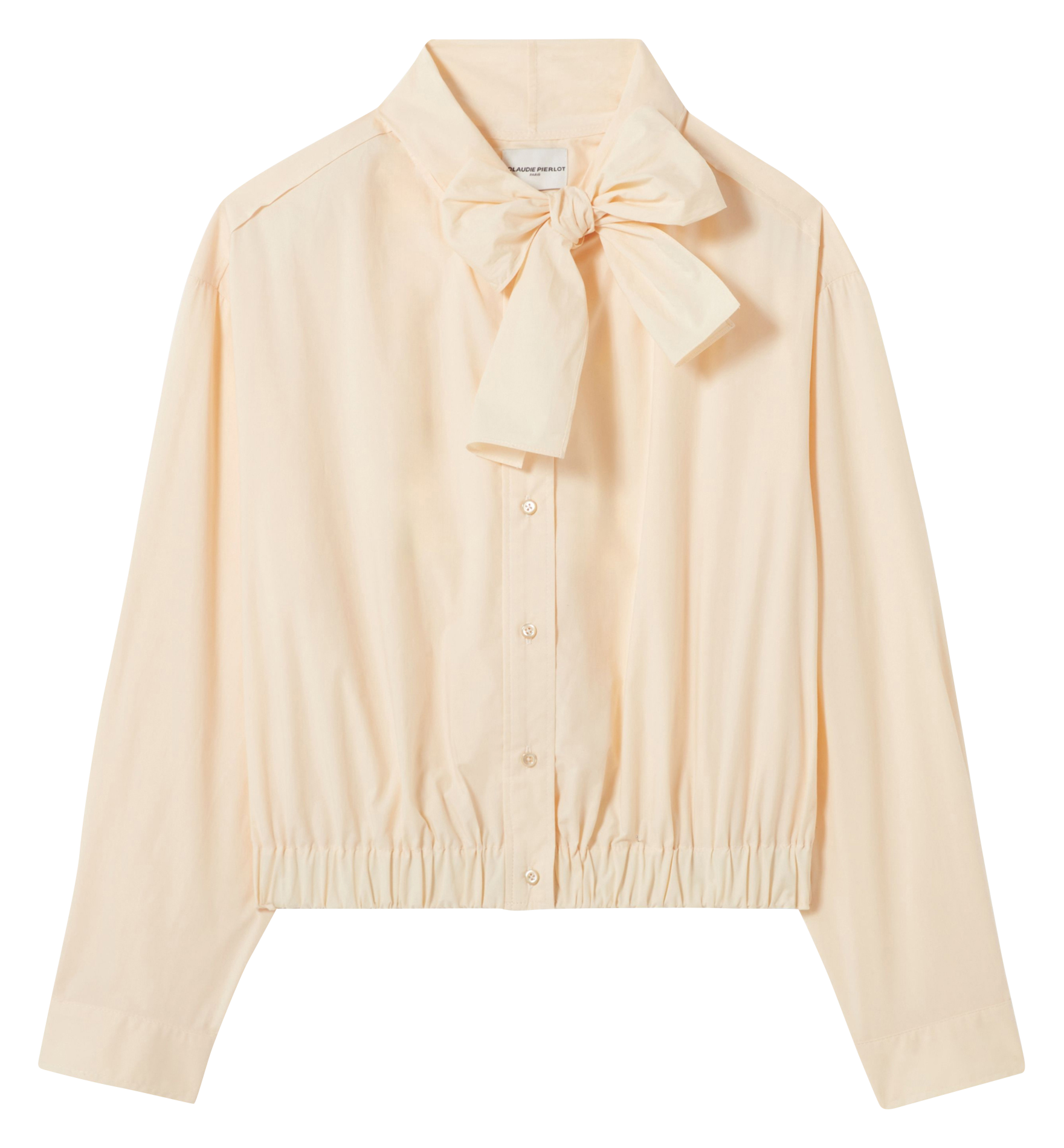 Straight cotton shirt with Lavallière collar CLAUDIE PIERLOT Beige