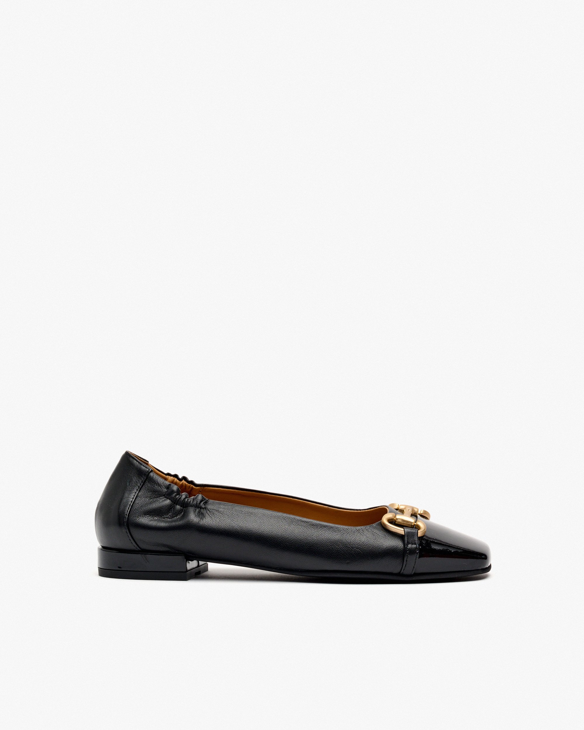 Two-tone black leather ballet flats with ornament PEDRO MIRALLES Black