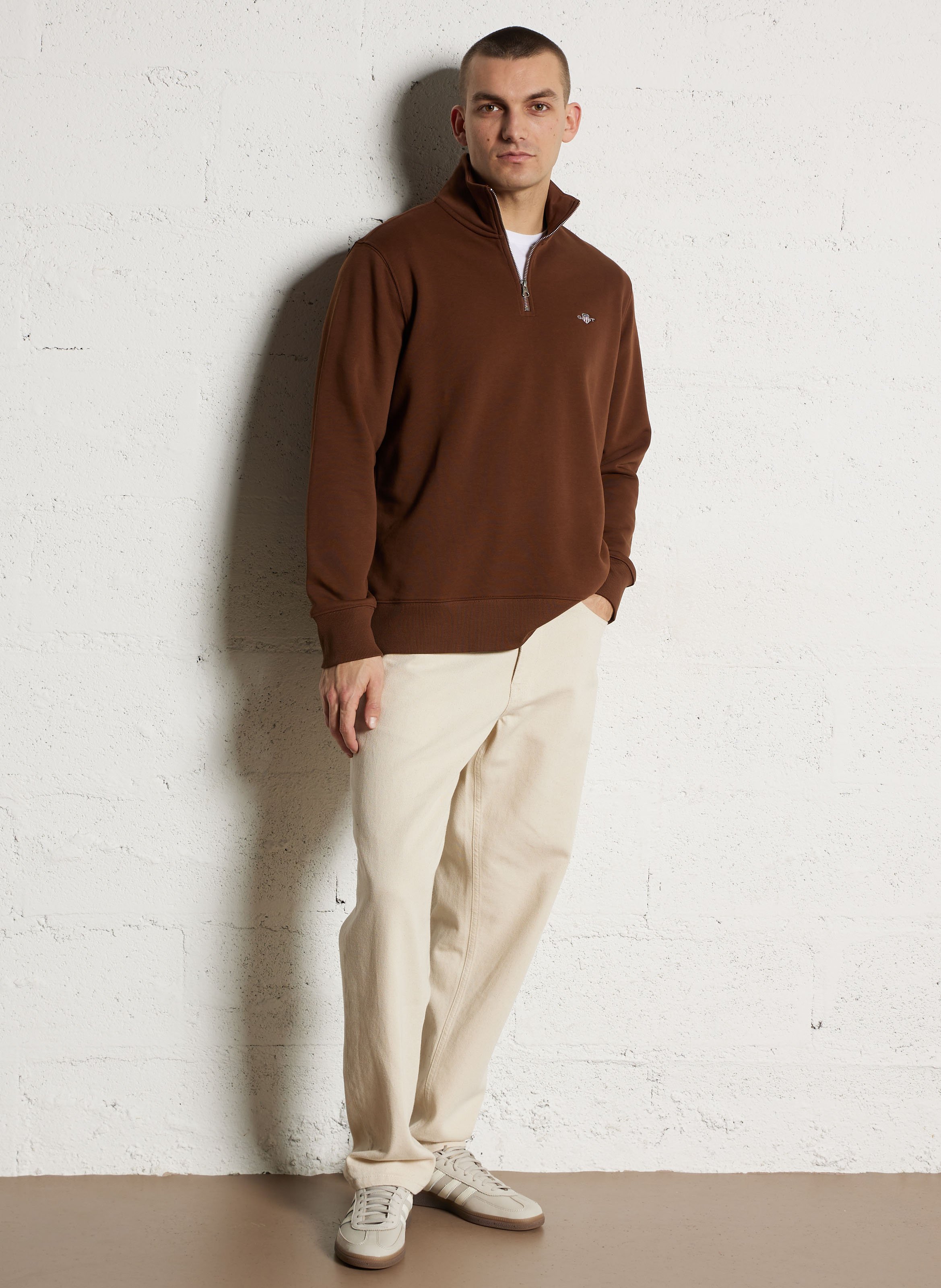 Sweat col montant zippé uni  GANT Marron