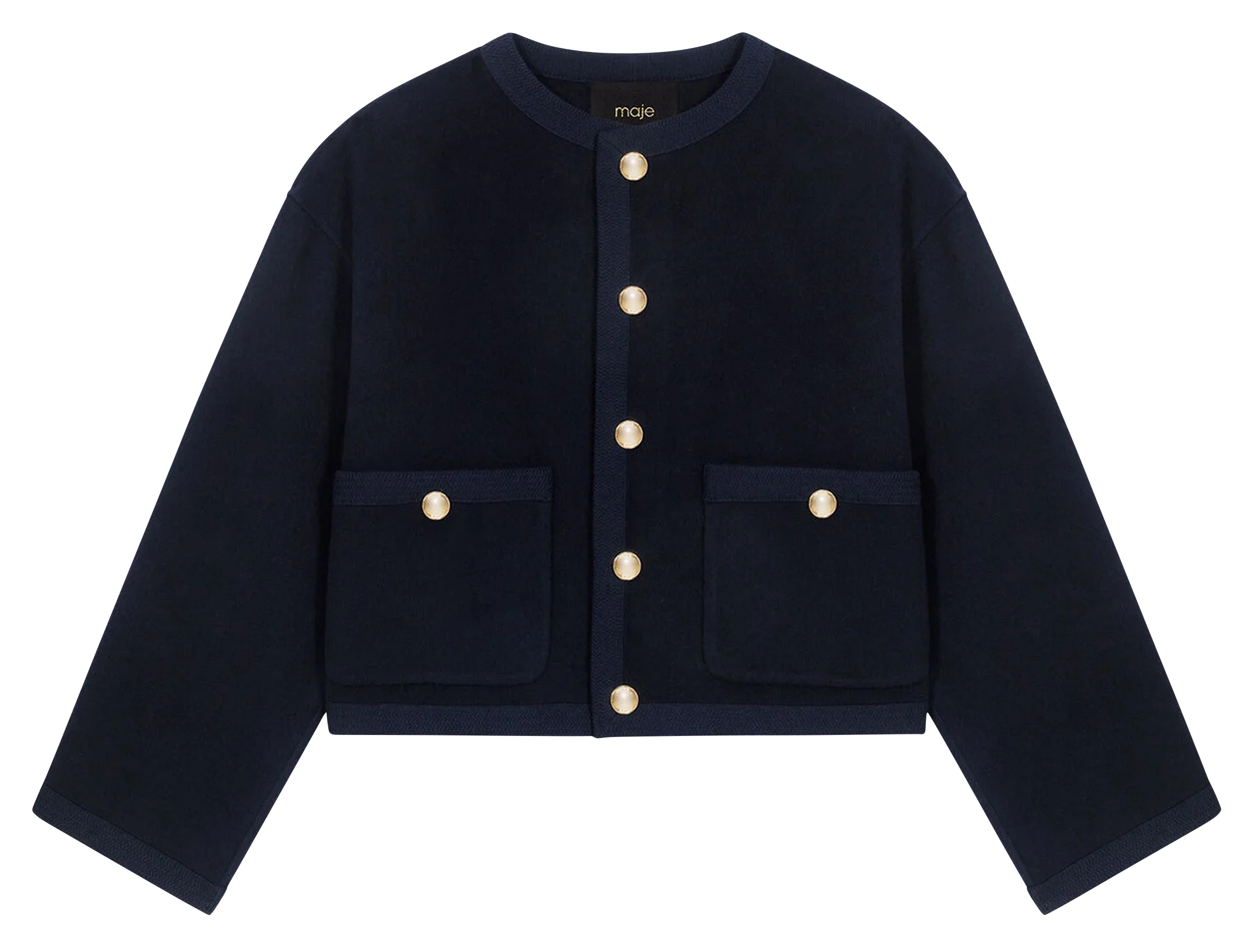 Oversized button-up coat in blended wool MAJE Blue