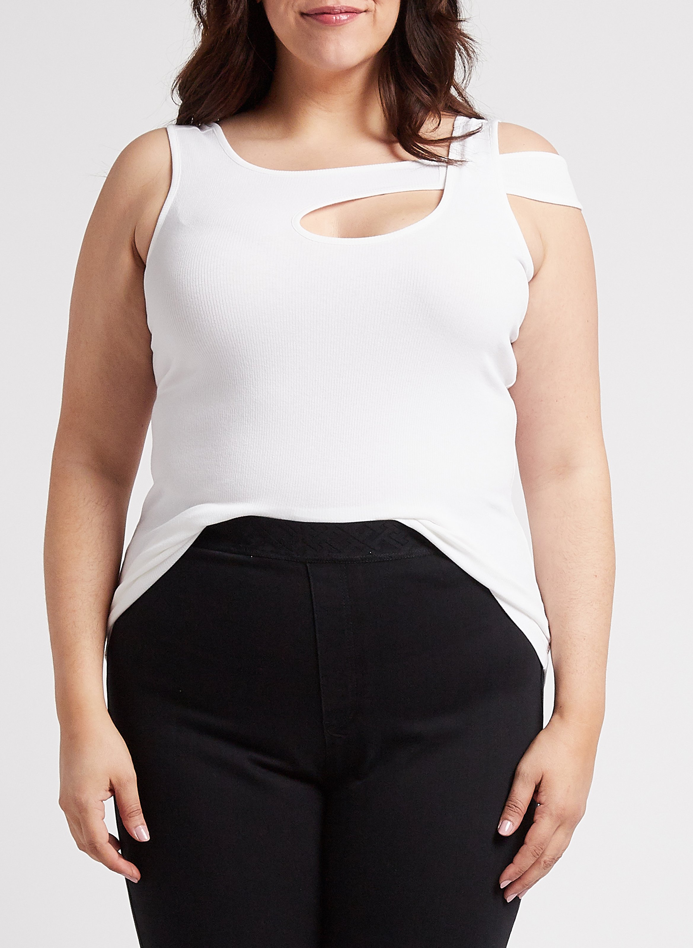 Rundhals-Top mit Schulter-Cut-out PERSONA by Marina Rinaldi Weiss