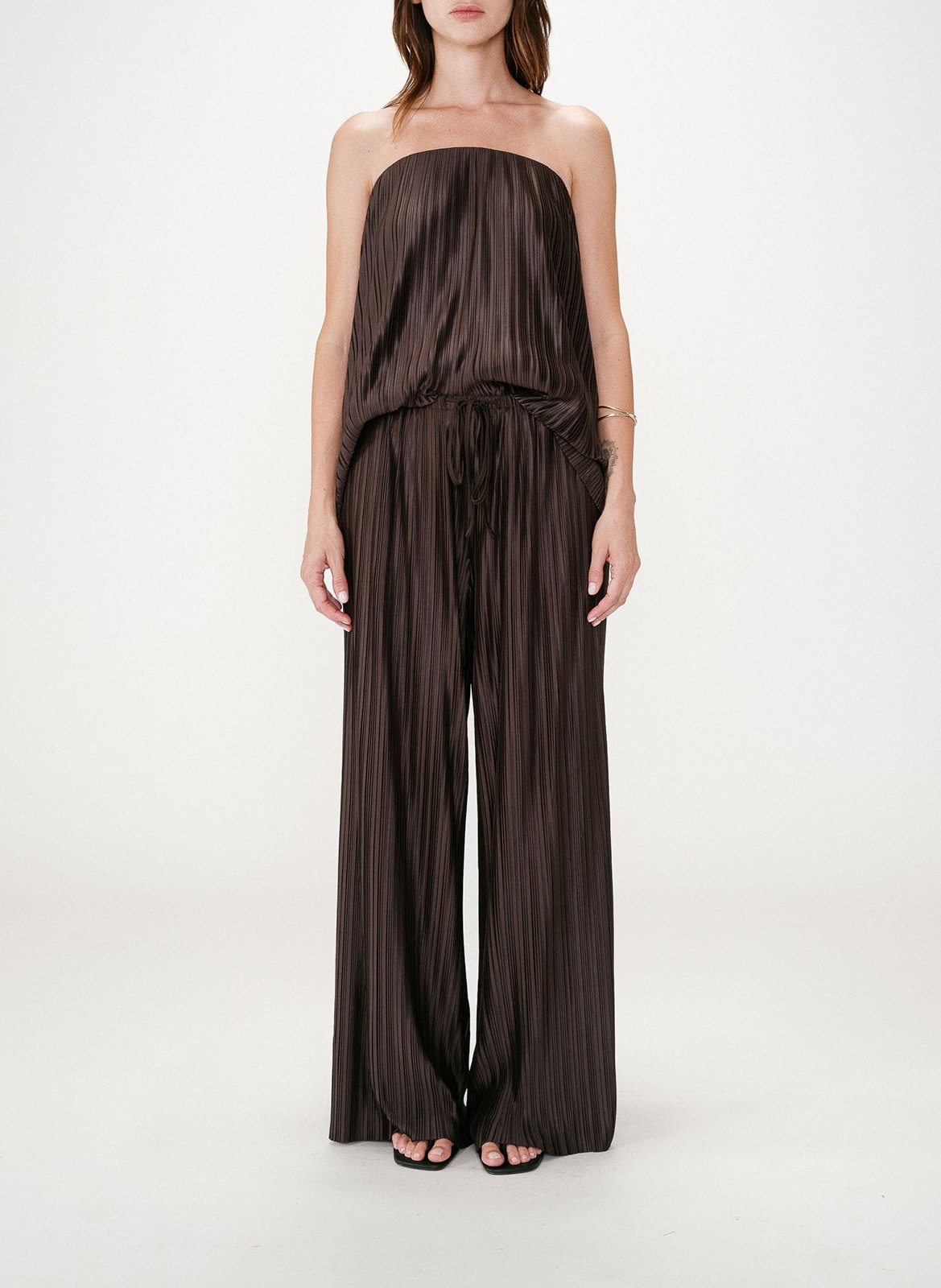 Pantalon large plissé GRACE ET MILA Marron