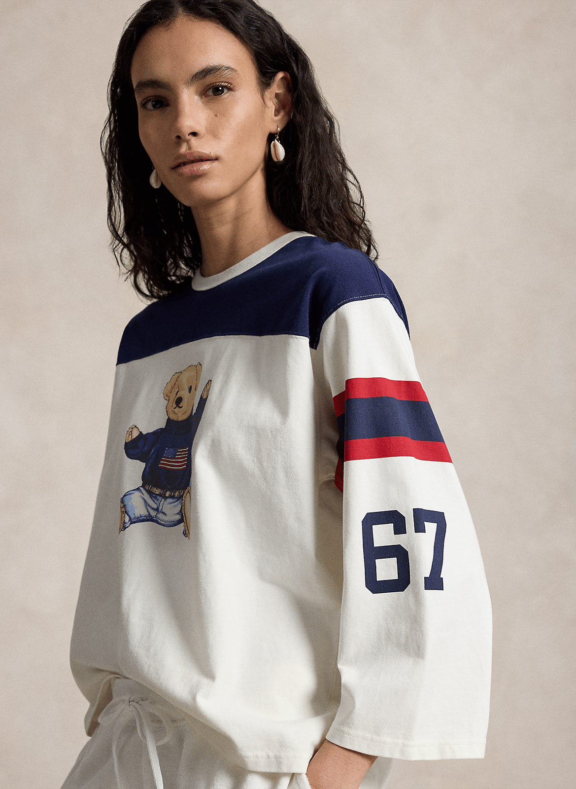 Tee-shirt droit col rond en coton POLO RALPH LAUREN Blanc